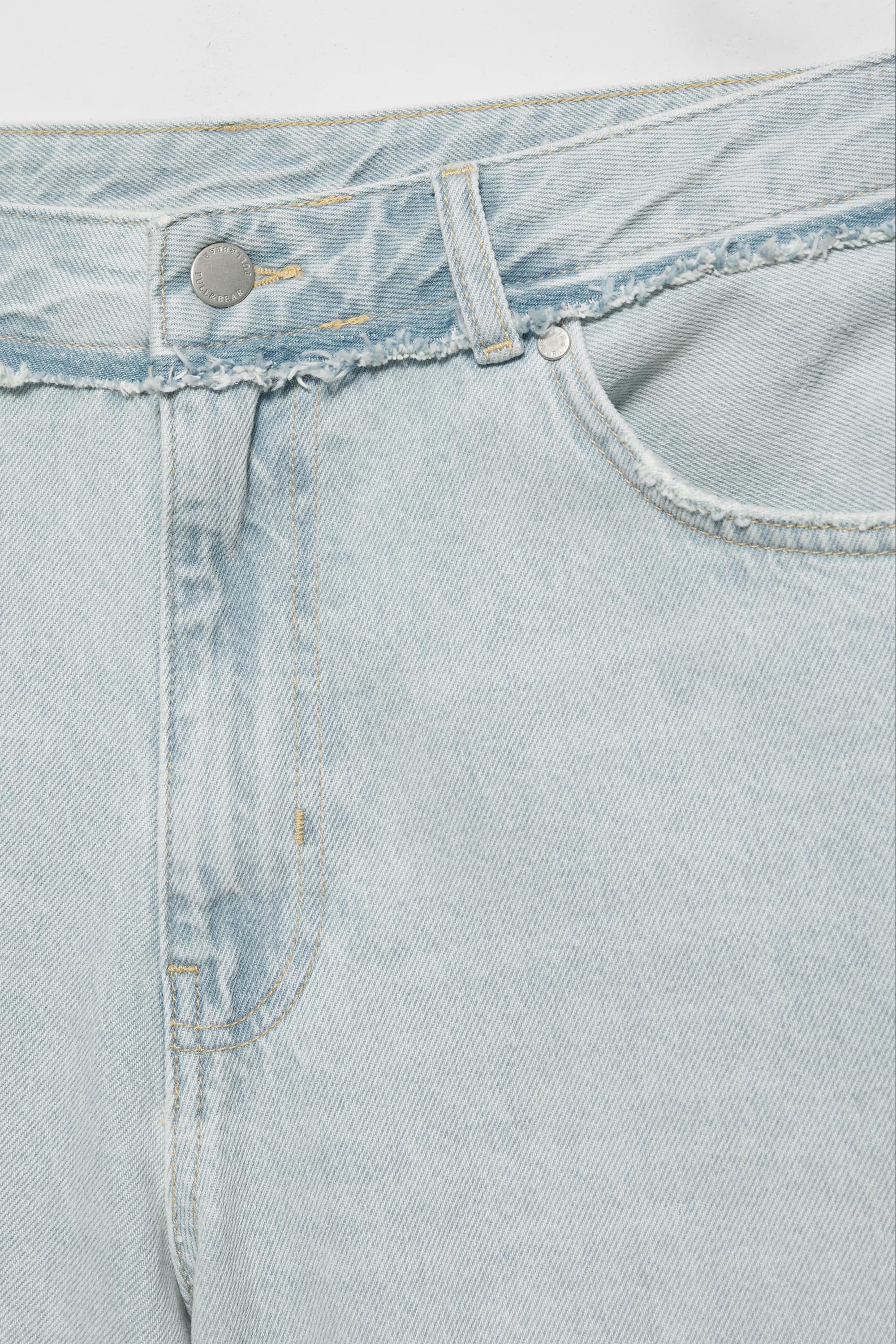 Wide-leg denim Bermuda shorts — Pale indigo