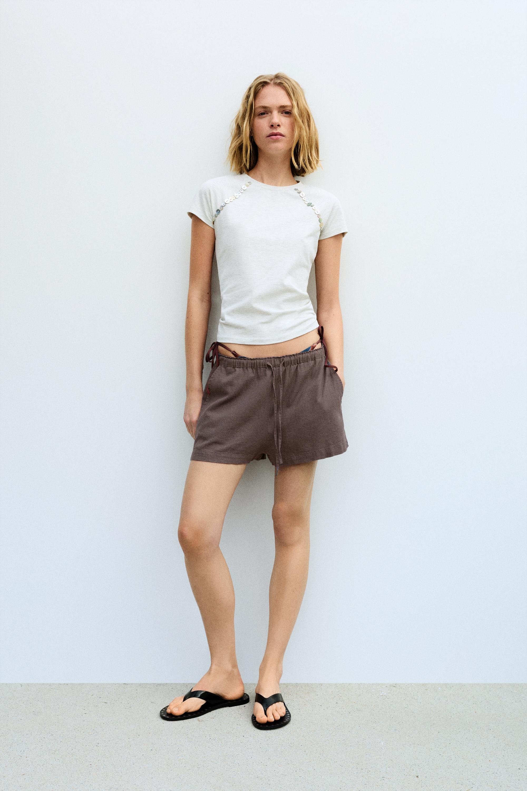 Ketenli şort - Görsel 47