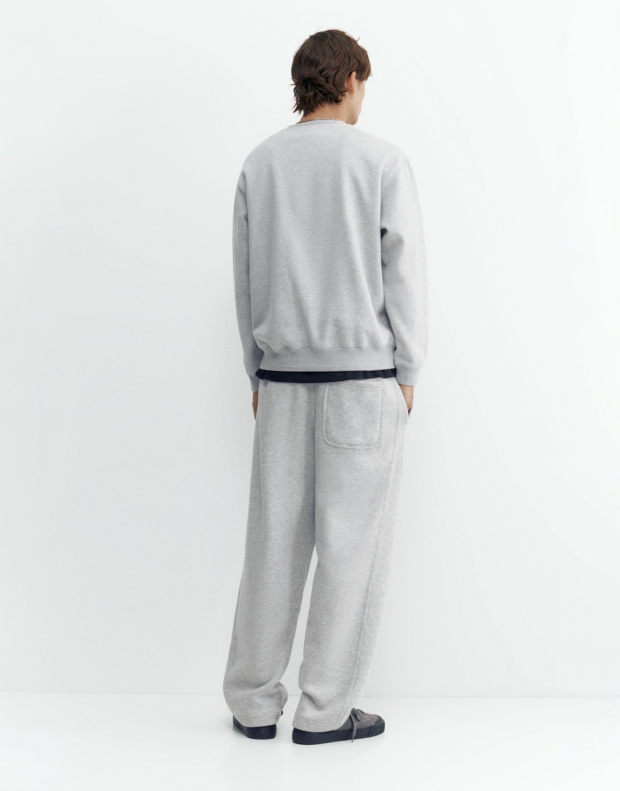 Relaxed fit round neck sweatshirt — Grey marl