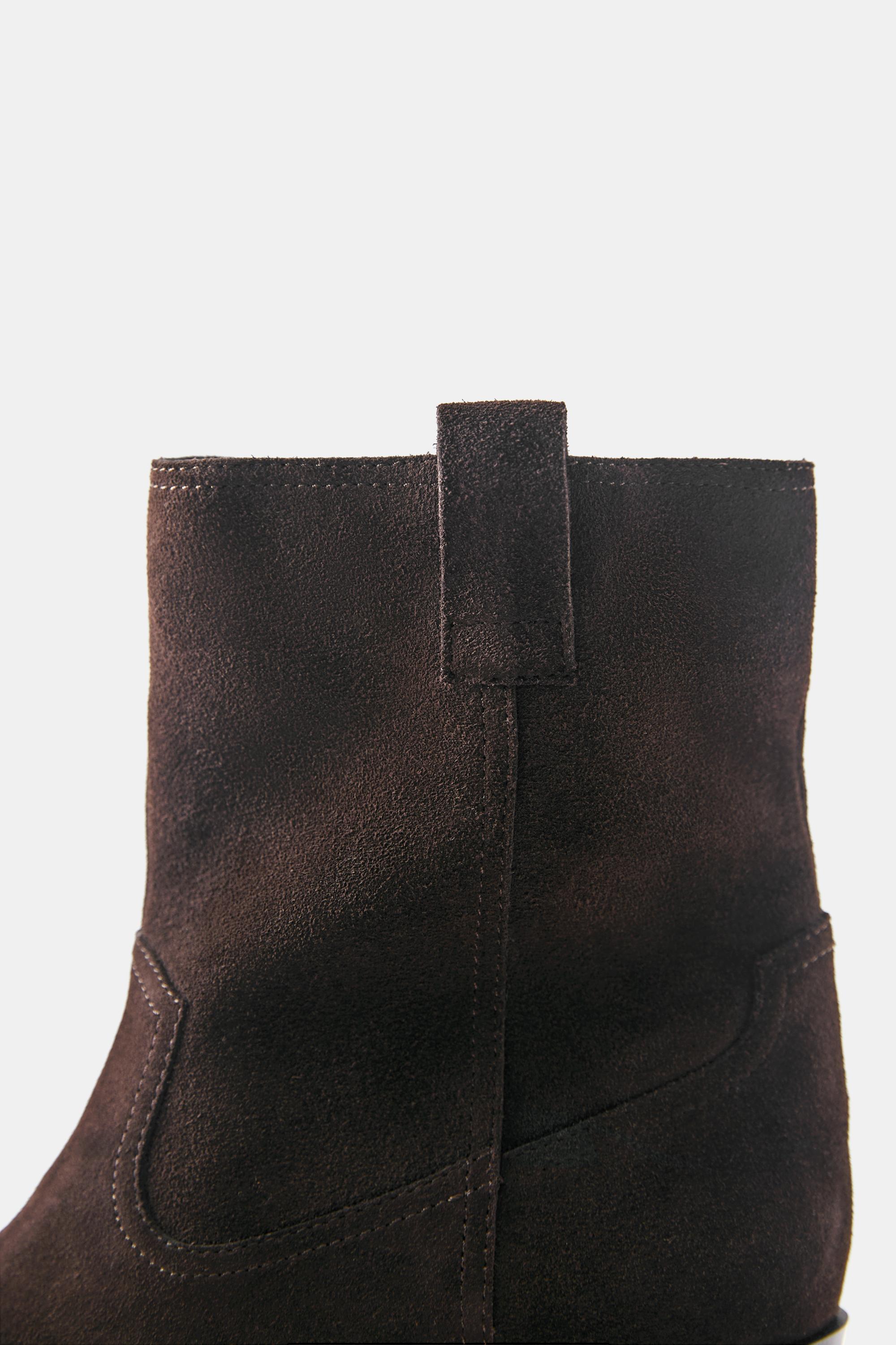 Leather cowboy ankle boots — Brown