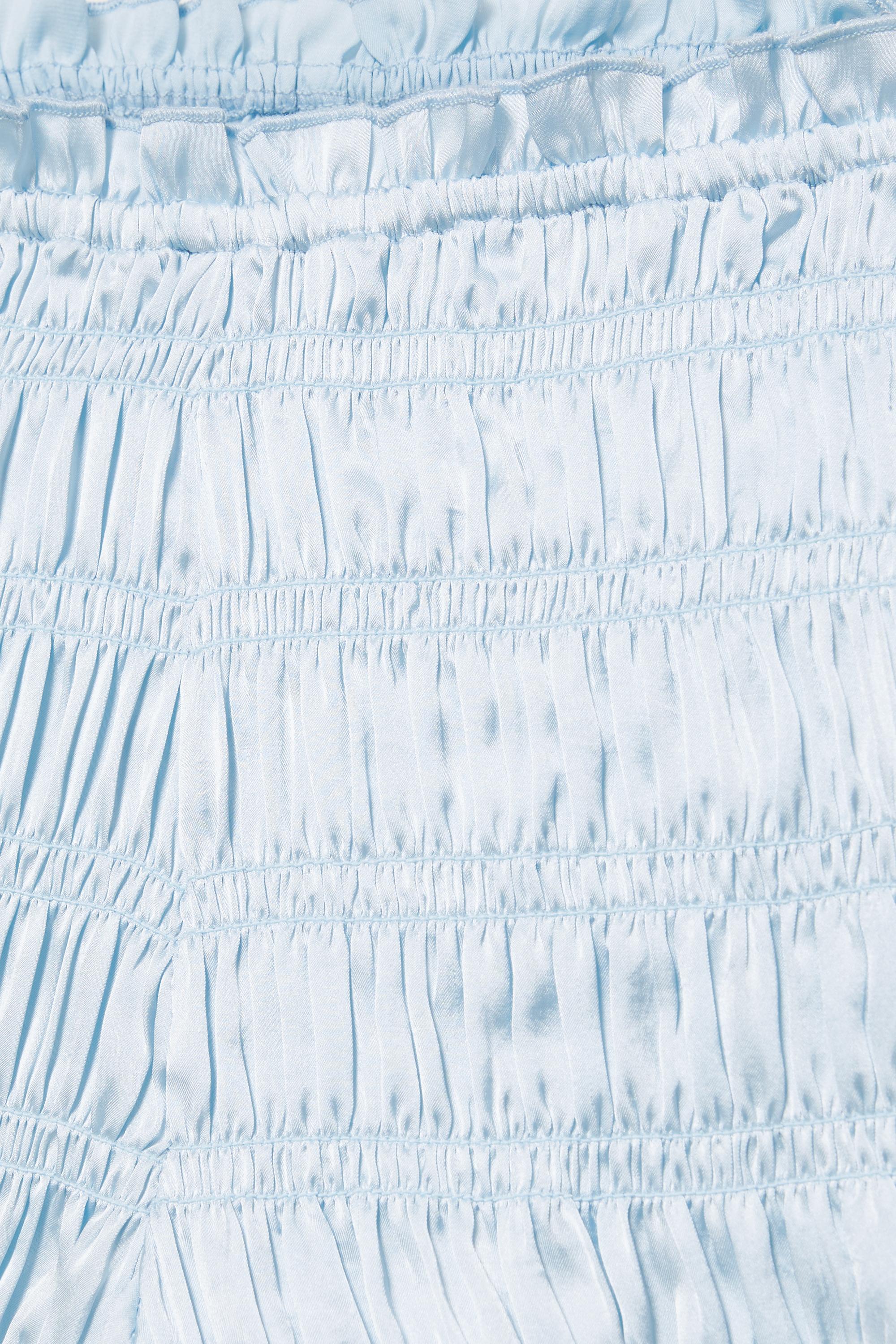 Satin gathered shorts — Sky blue