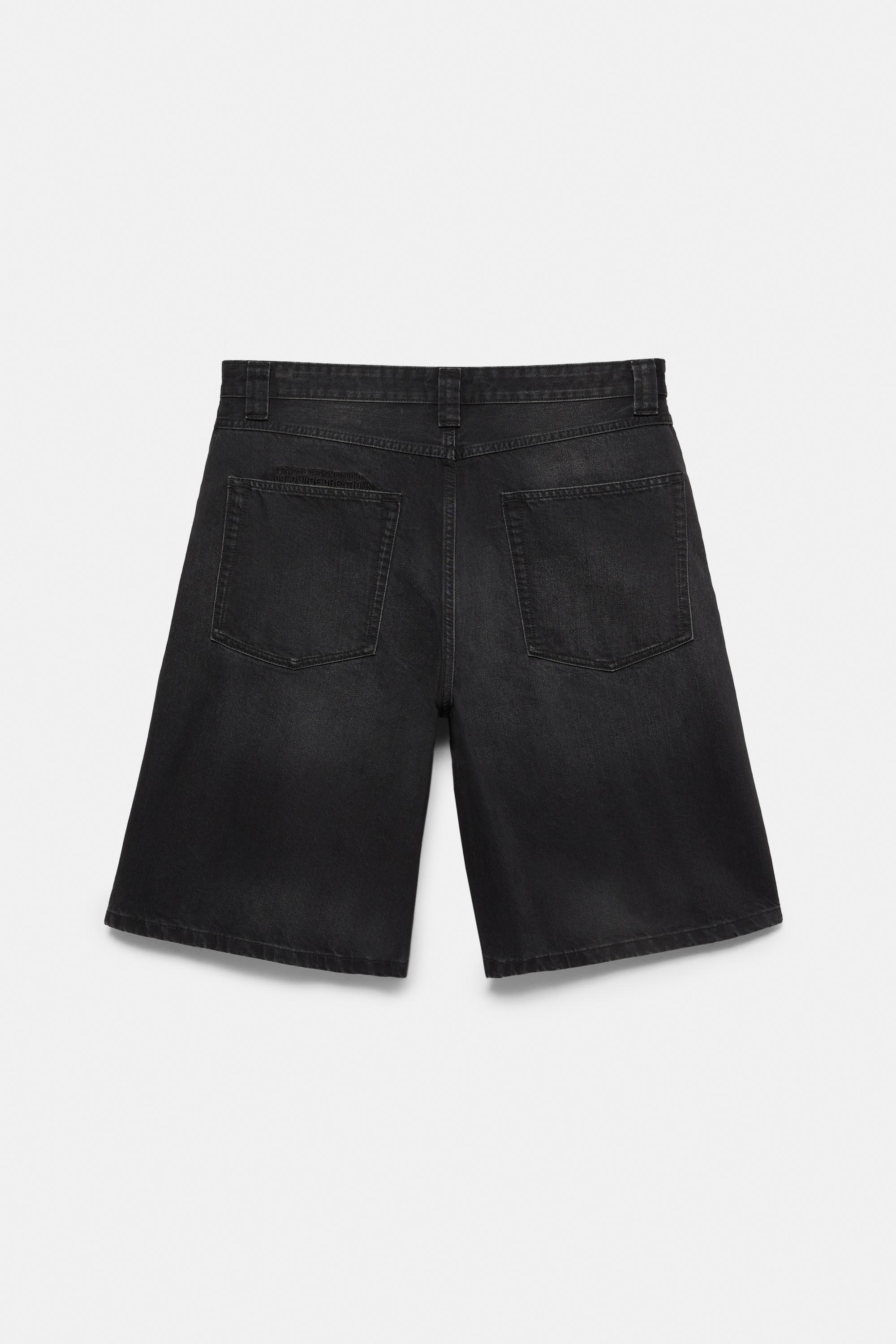 Skater denim Bermuda shorts — Faded black