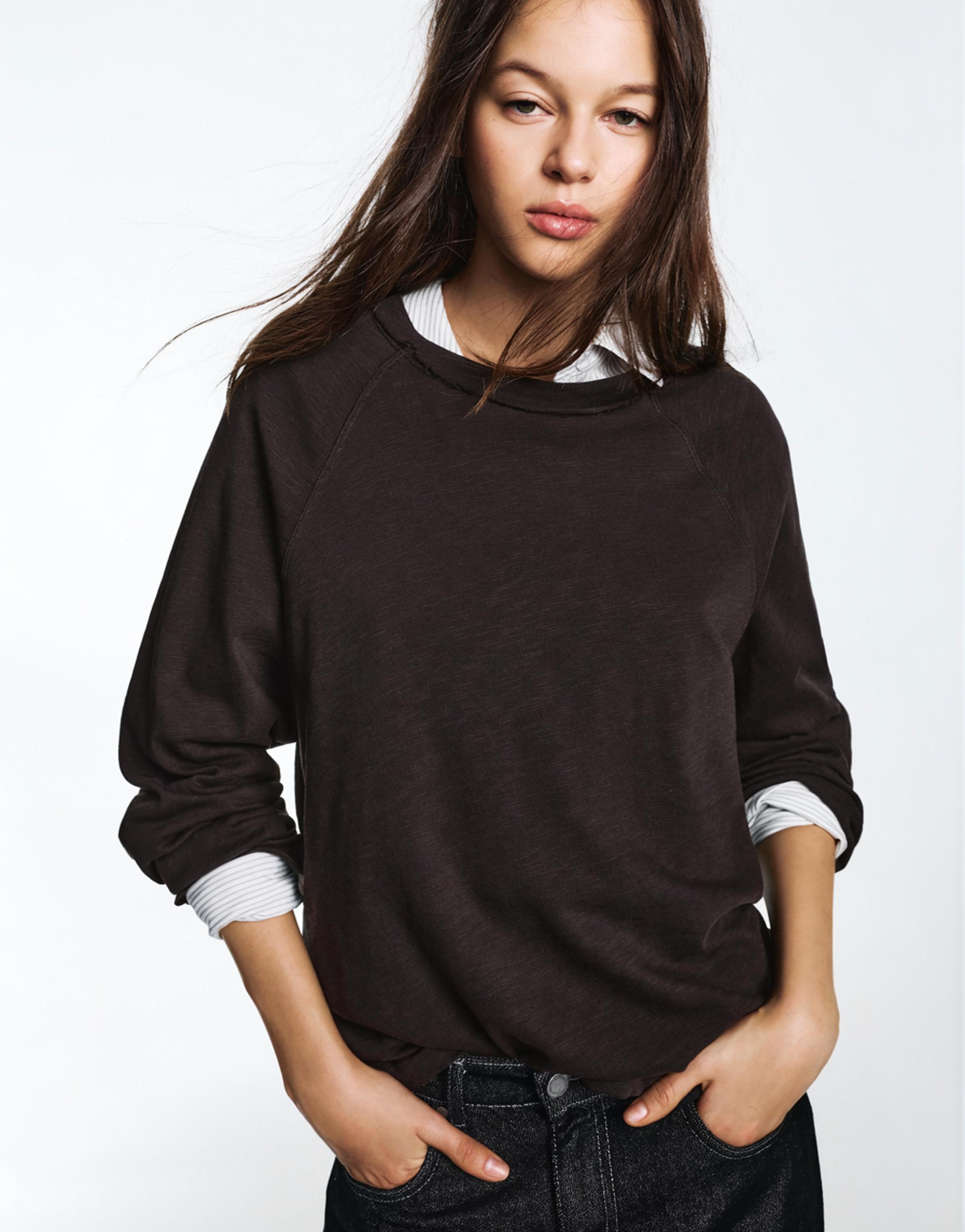 Uzun kollu reglan kesim t-shirt - Görsel 93