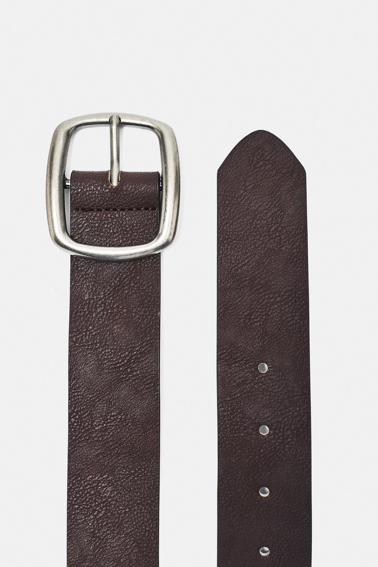 Leather effect belt — Brown