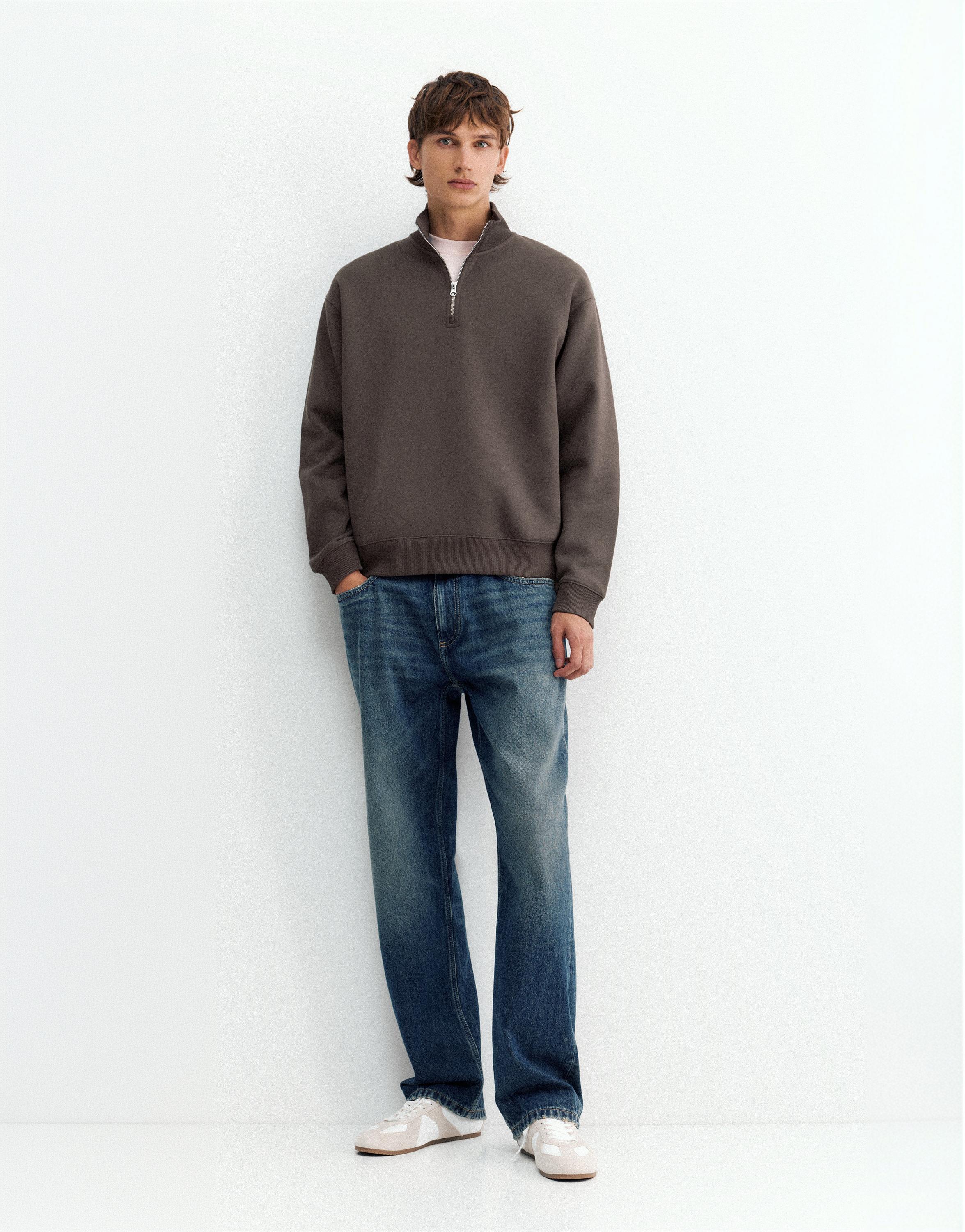 Quarter-zip sweatshirt — Anthracite grey