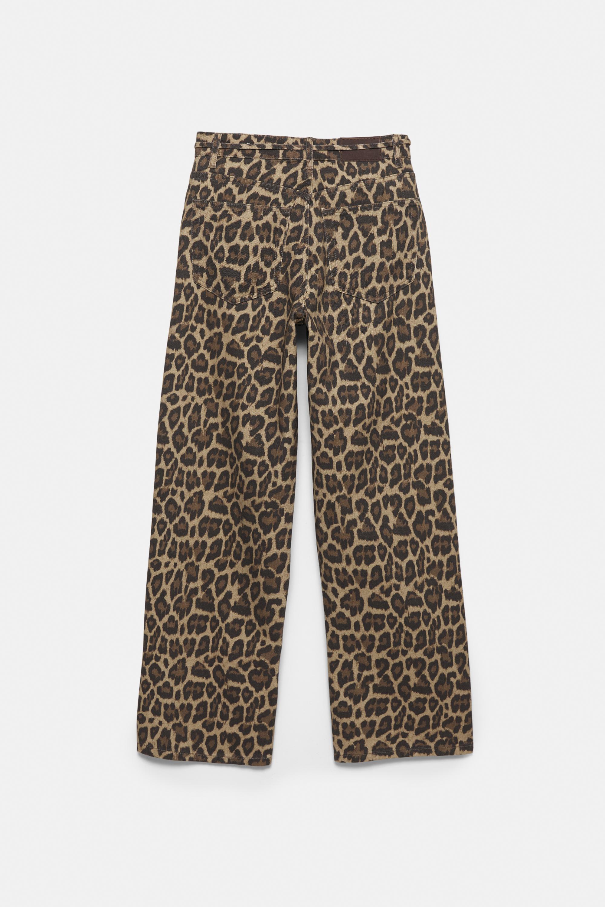 Leopard print jeans with drawstring — Leopard / taupe brown
