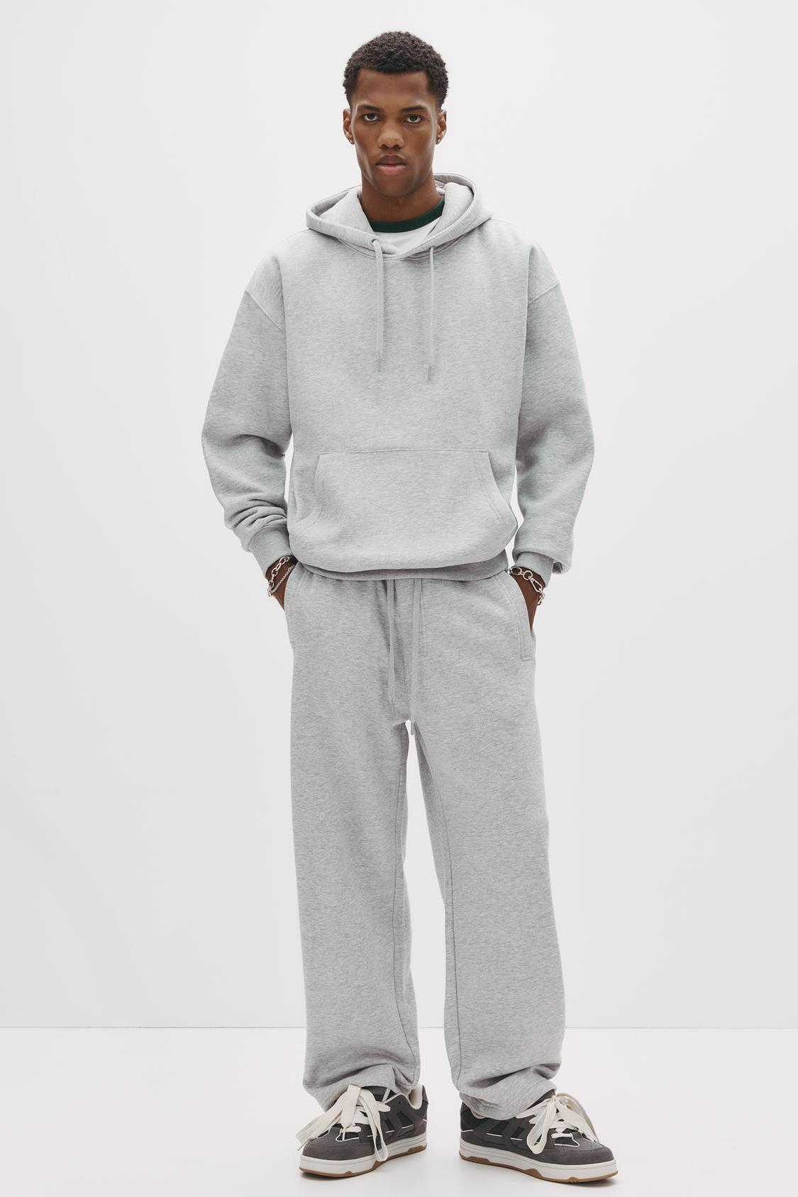 Amropi Tute Da Ginnastica Uomo Maniche Lunghe Felpa Con Cappuccio E Jogging Pantaloni Sportiva Set Grigio,M - Foto 2