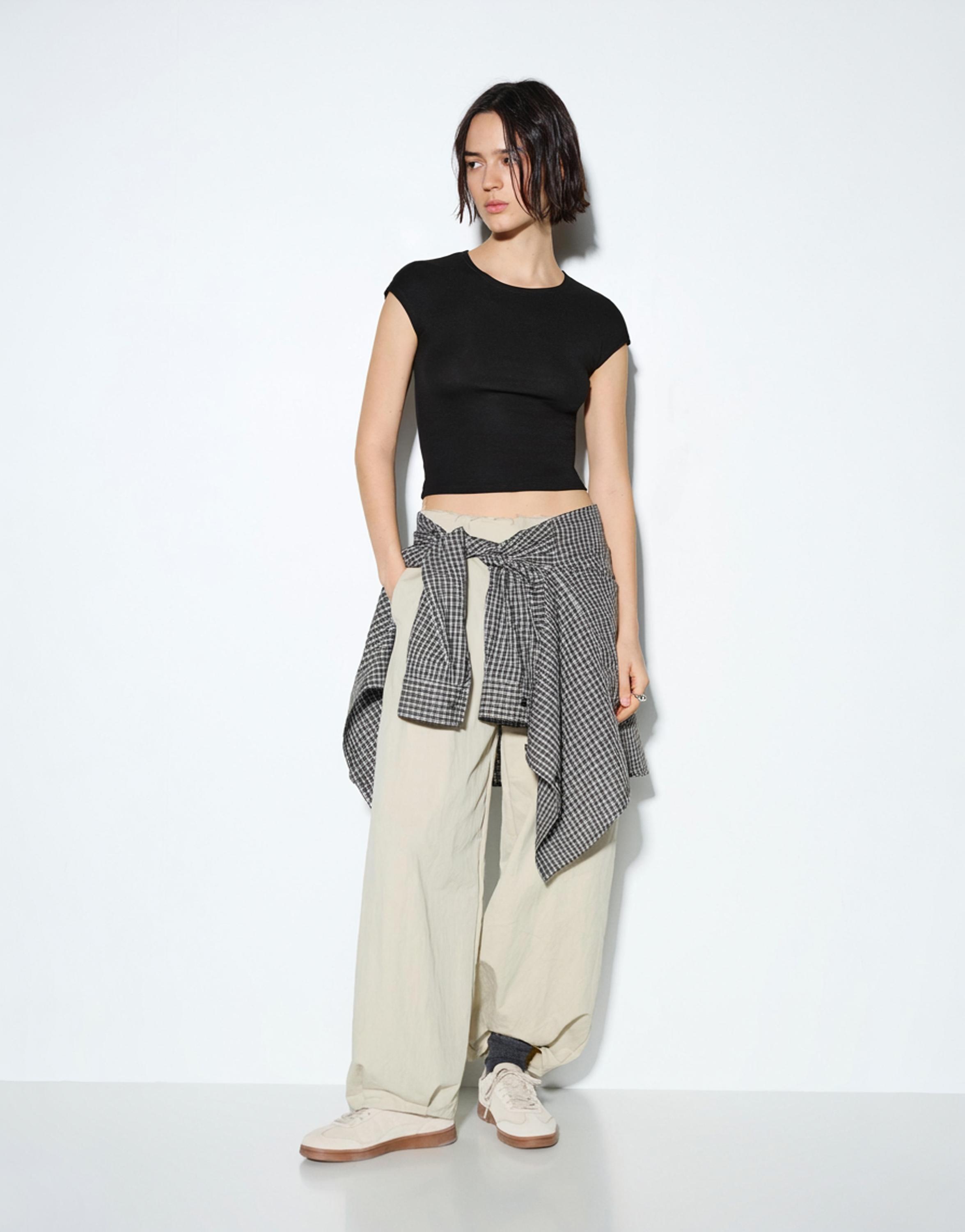 Dar Kesim Kısa Kollu Tişört - Görsel 60