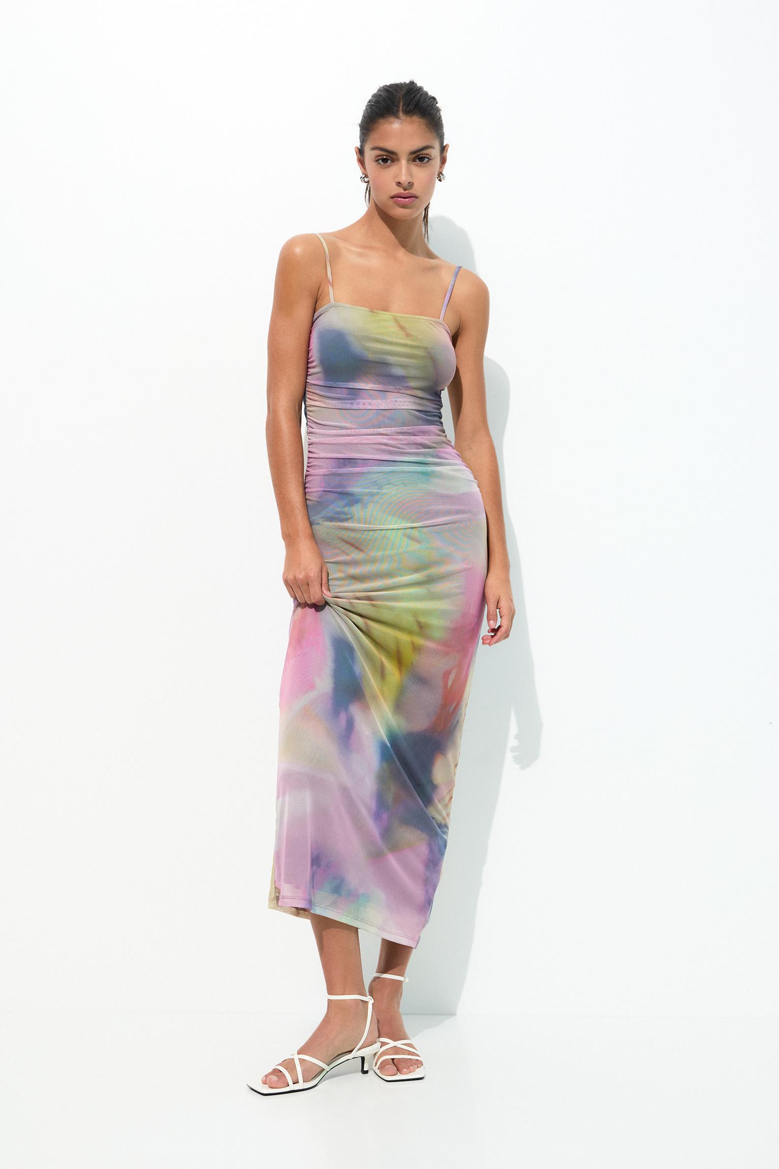 Robe longue tie-dye en tulle - pull&bear