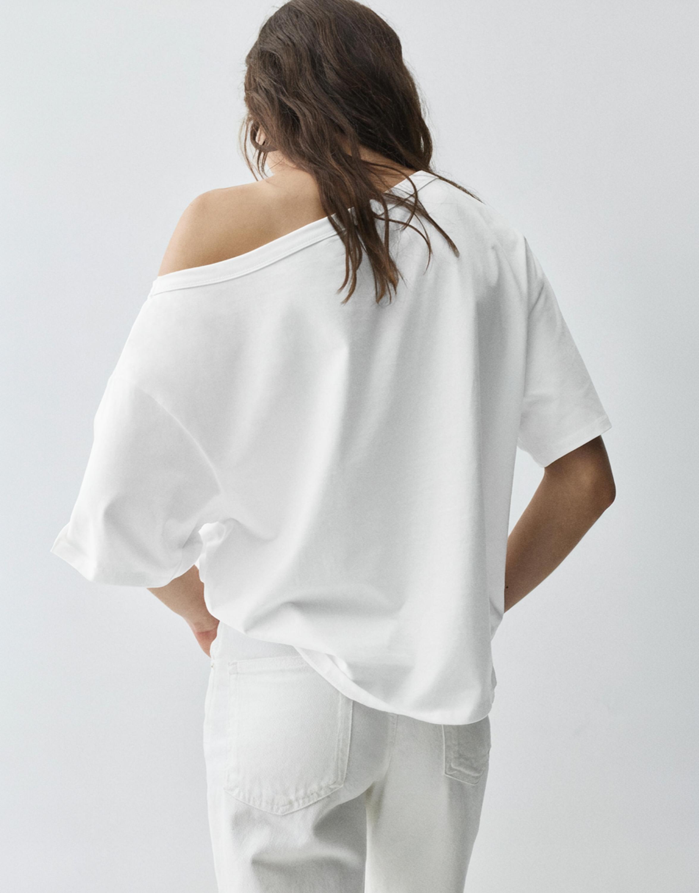 Asymmetric short sleeve T-shirt — White