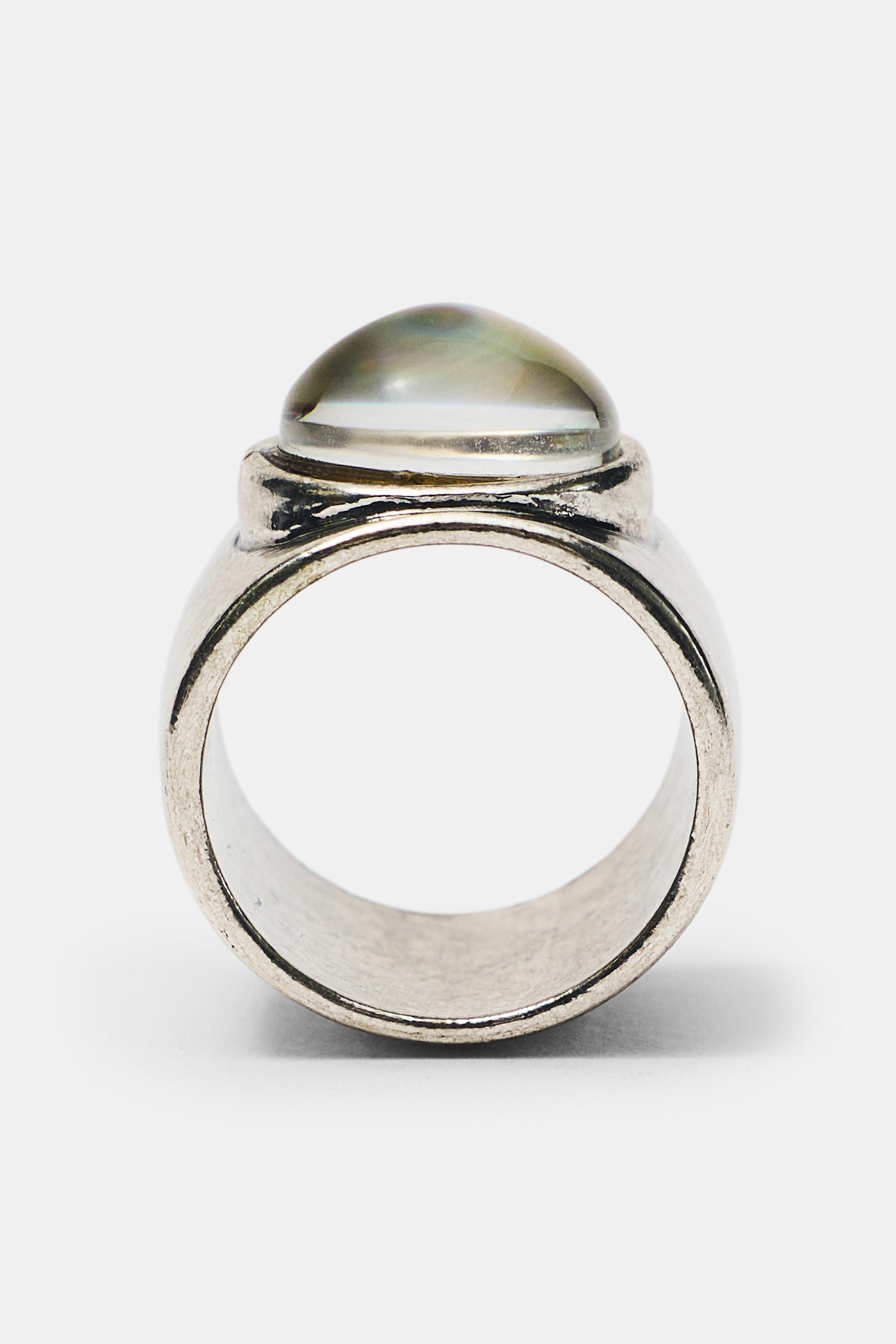 2-pack of stone rings — Silver (alternate view)