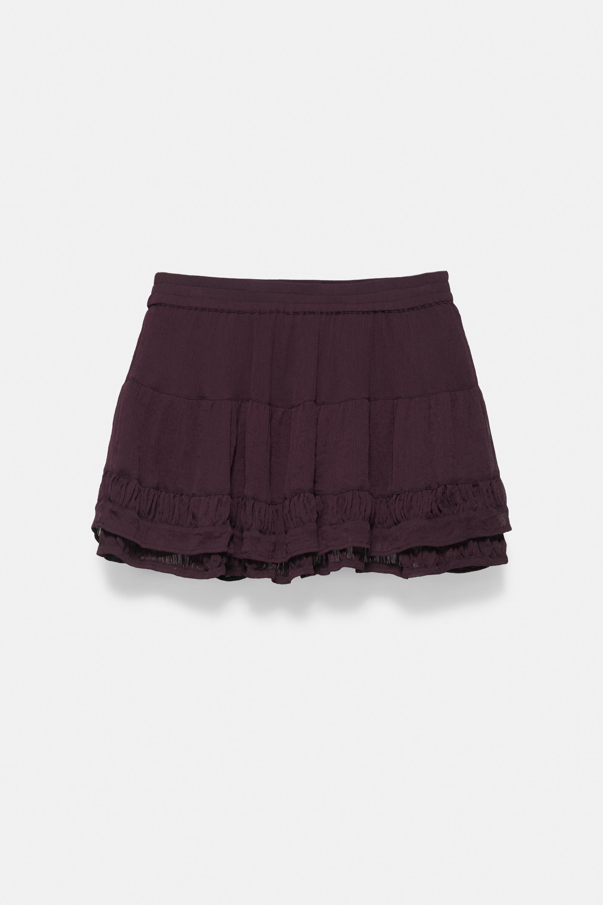 Ruffled mini skirt — Burgundy (alternate view)