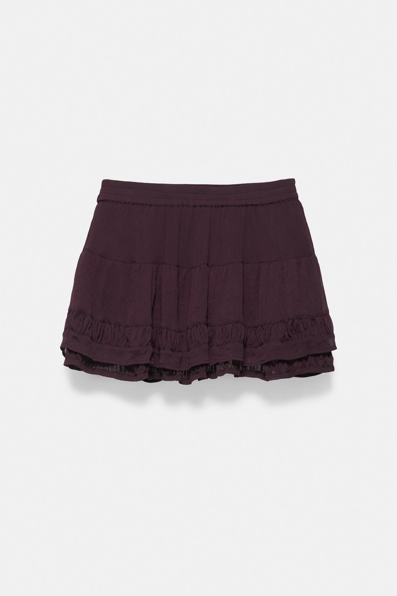 Ruffled mini skirt — Burgundy