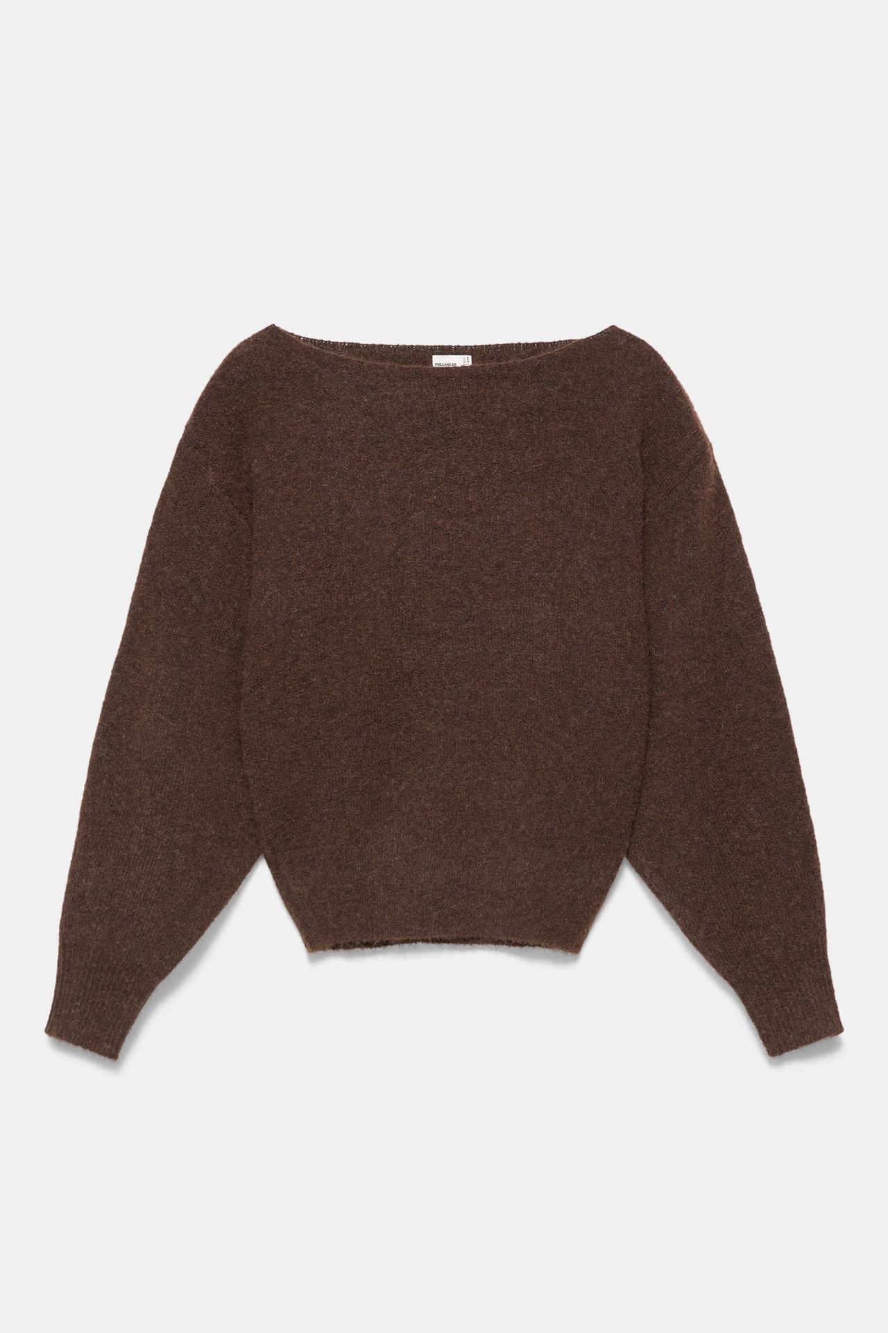 Asymmetric knit jumper — Brown