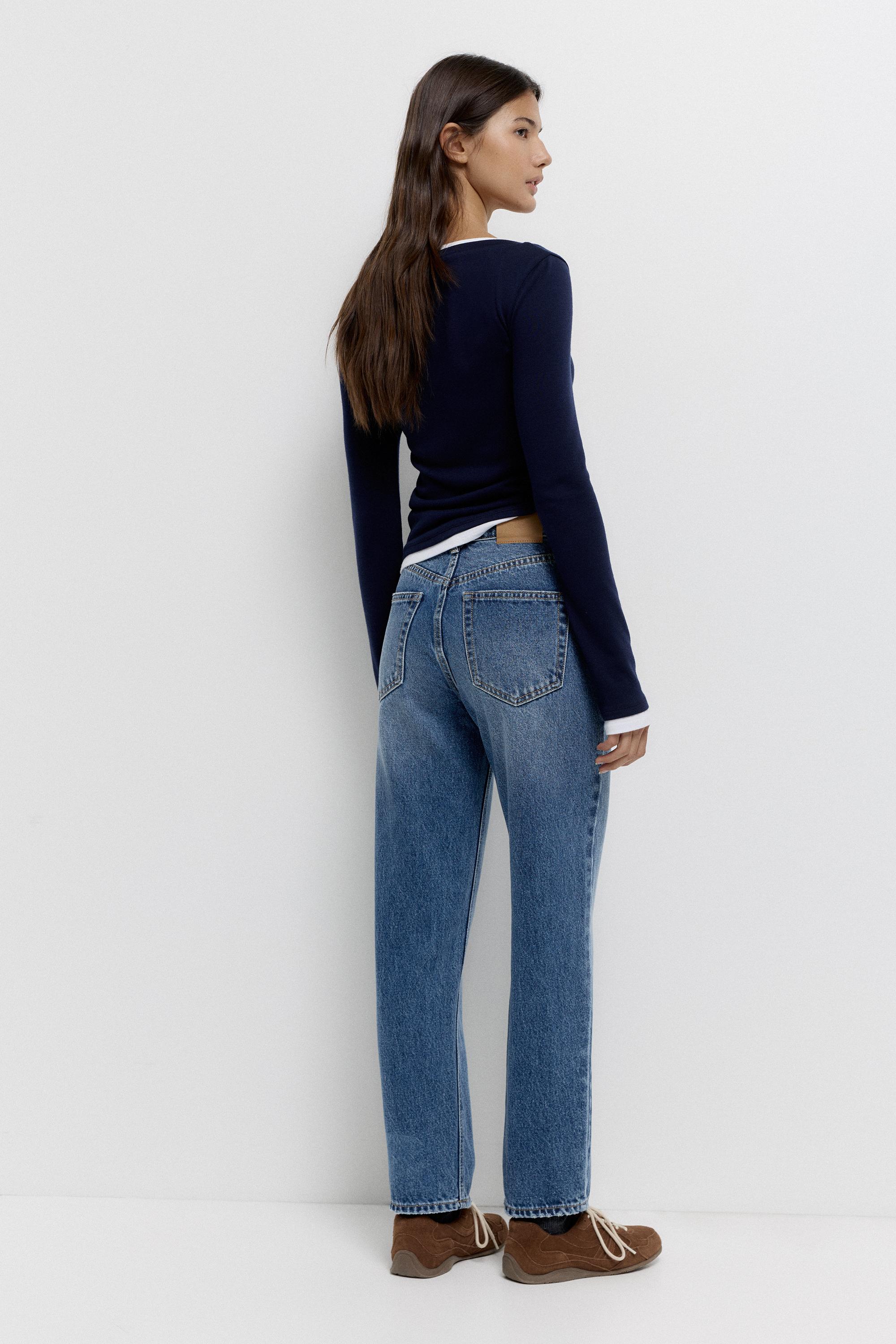 High-waist mom jeans — Dark blue