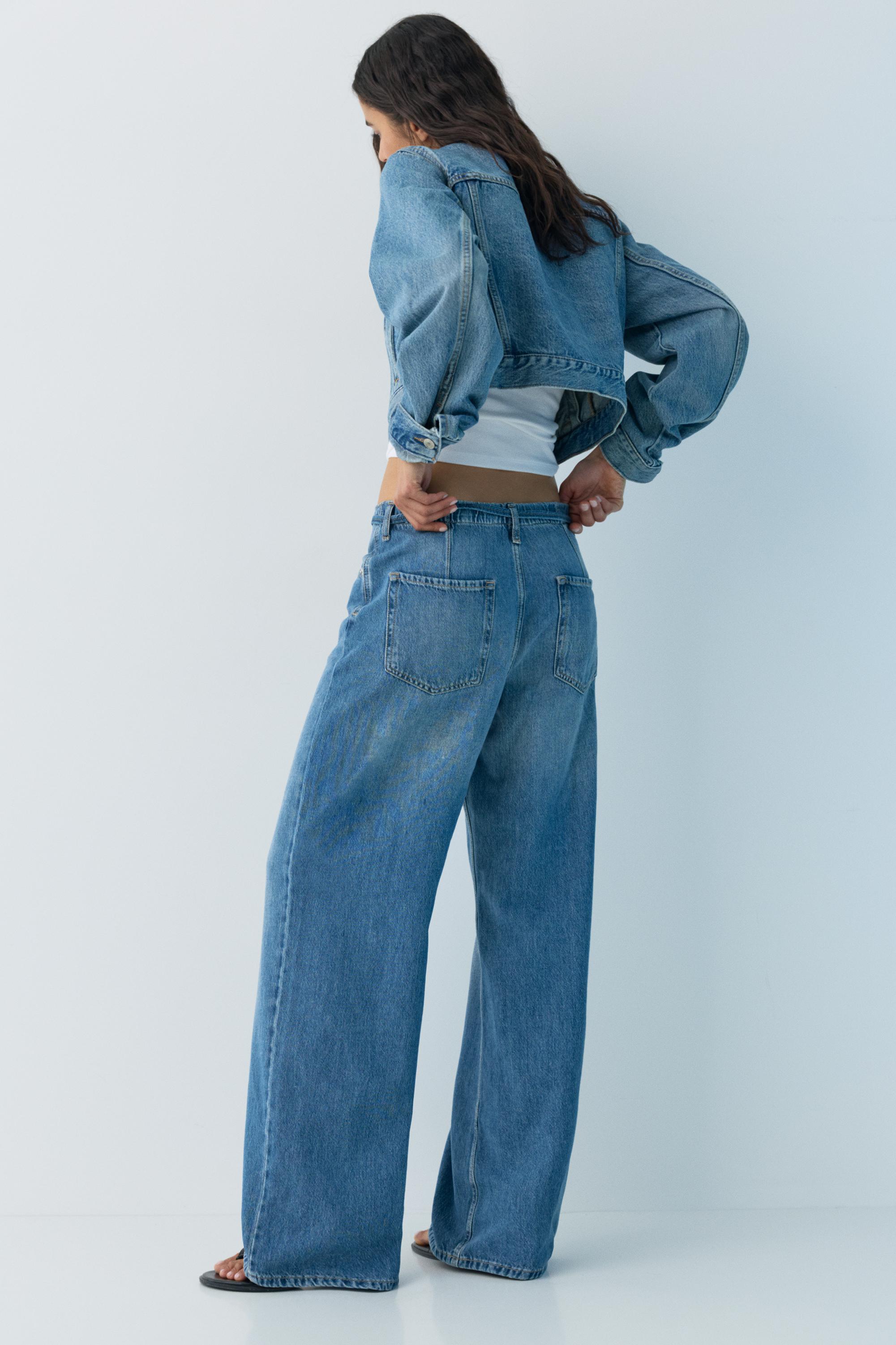 Baggy jeans with drawstring — Medium blue