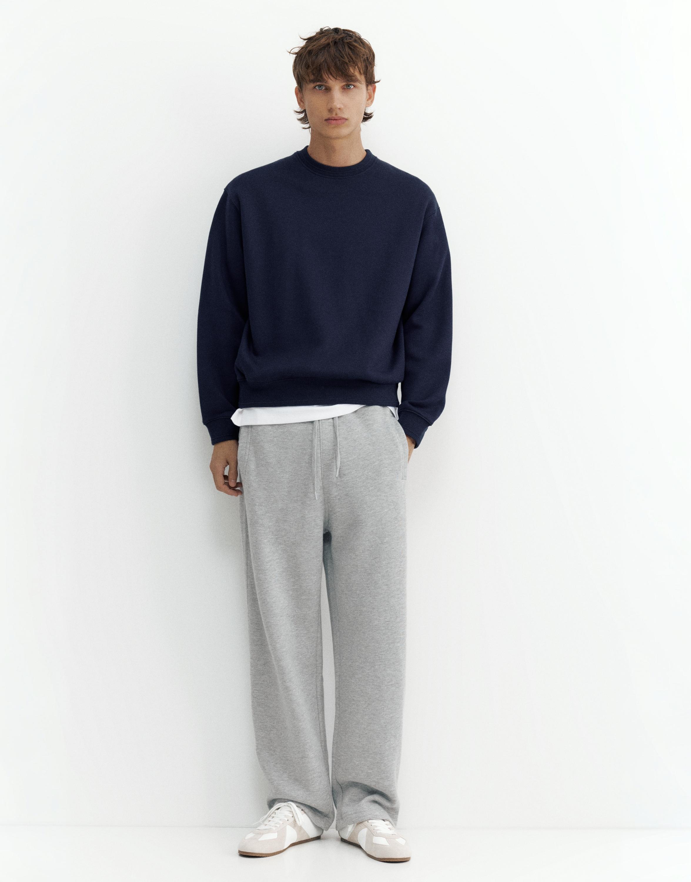 Basic baggy tracksuit bottoms — Grey marl