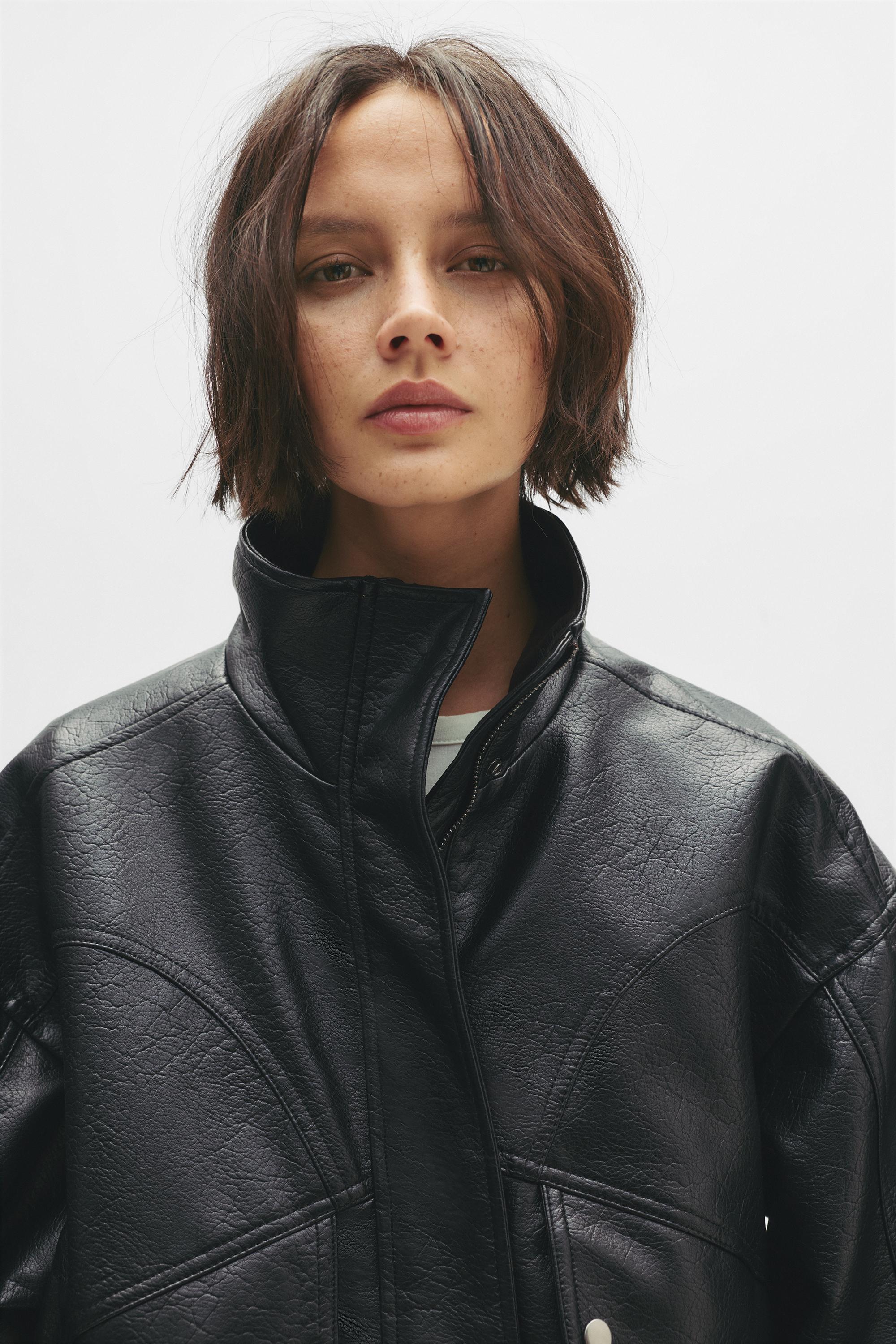 Faux leather bomber jacket - pull&bear