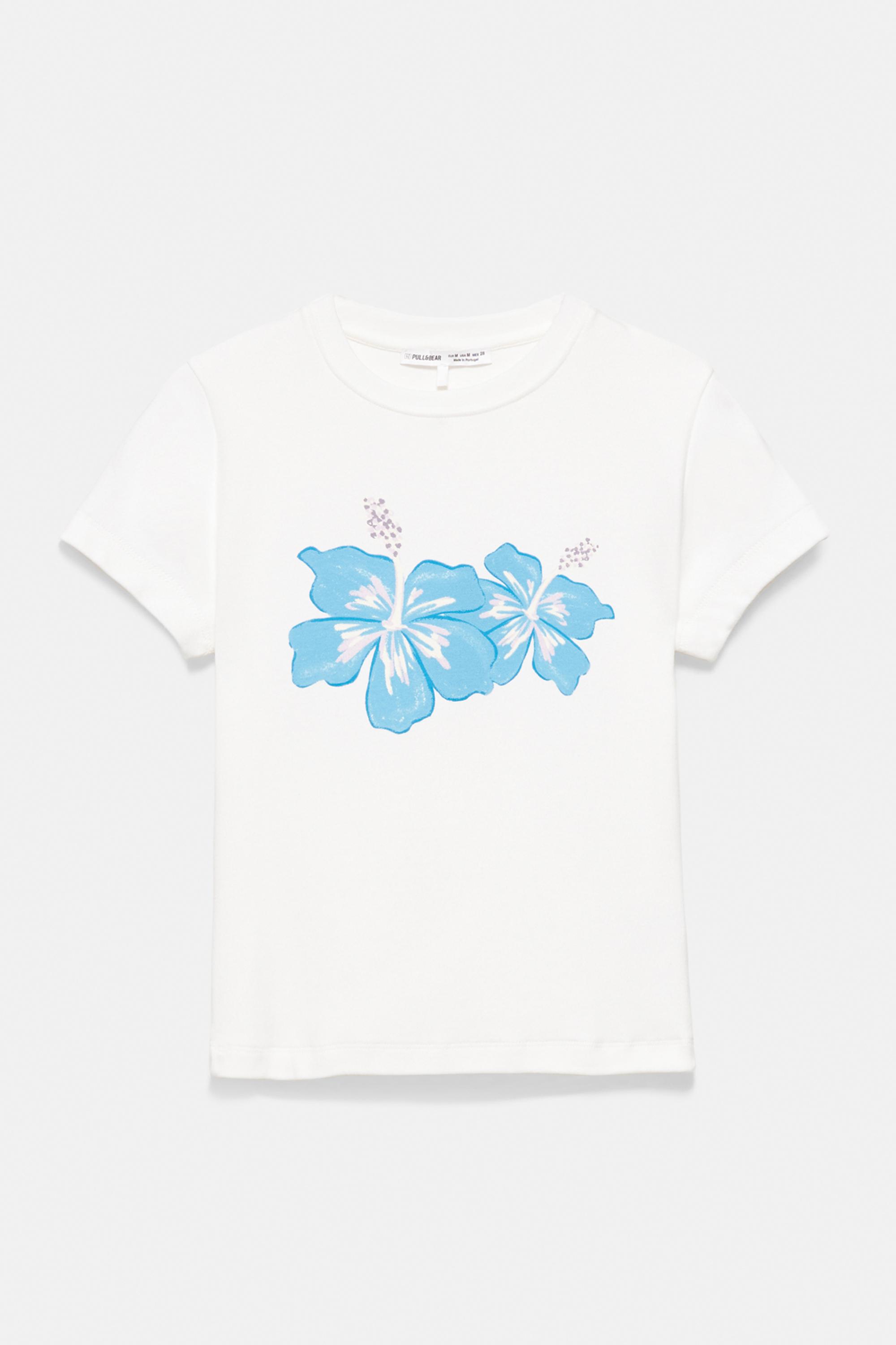 Hibiscus floral T-shirt — White