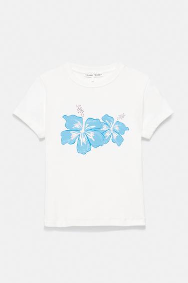 Hibiscus floral T-shirt — White 6