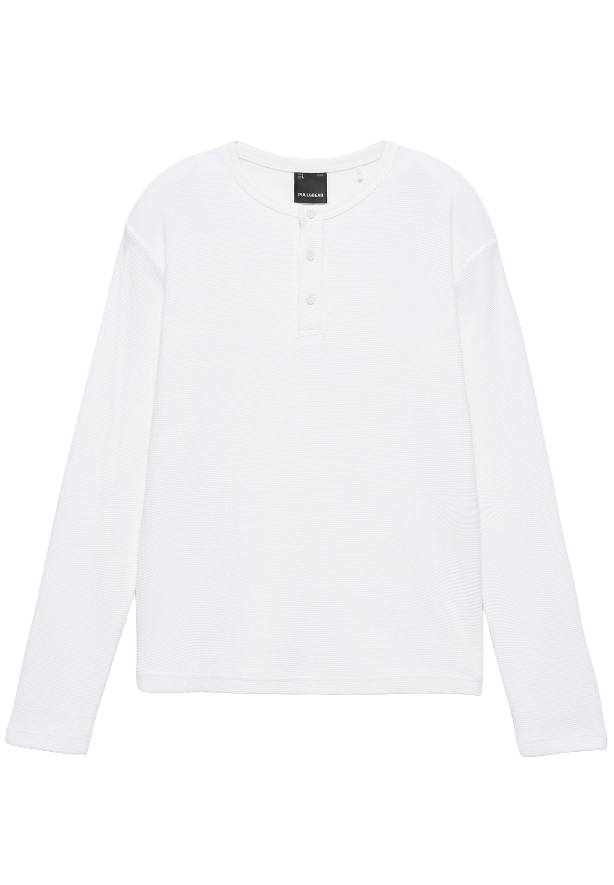 Waffle-knit long sleeve T-shirt — White
