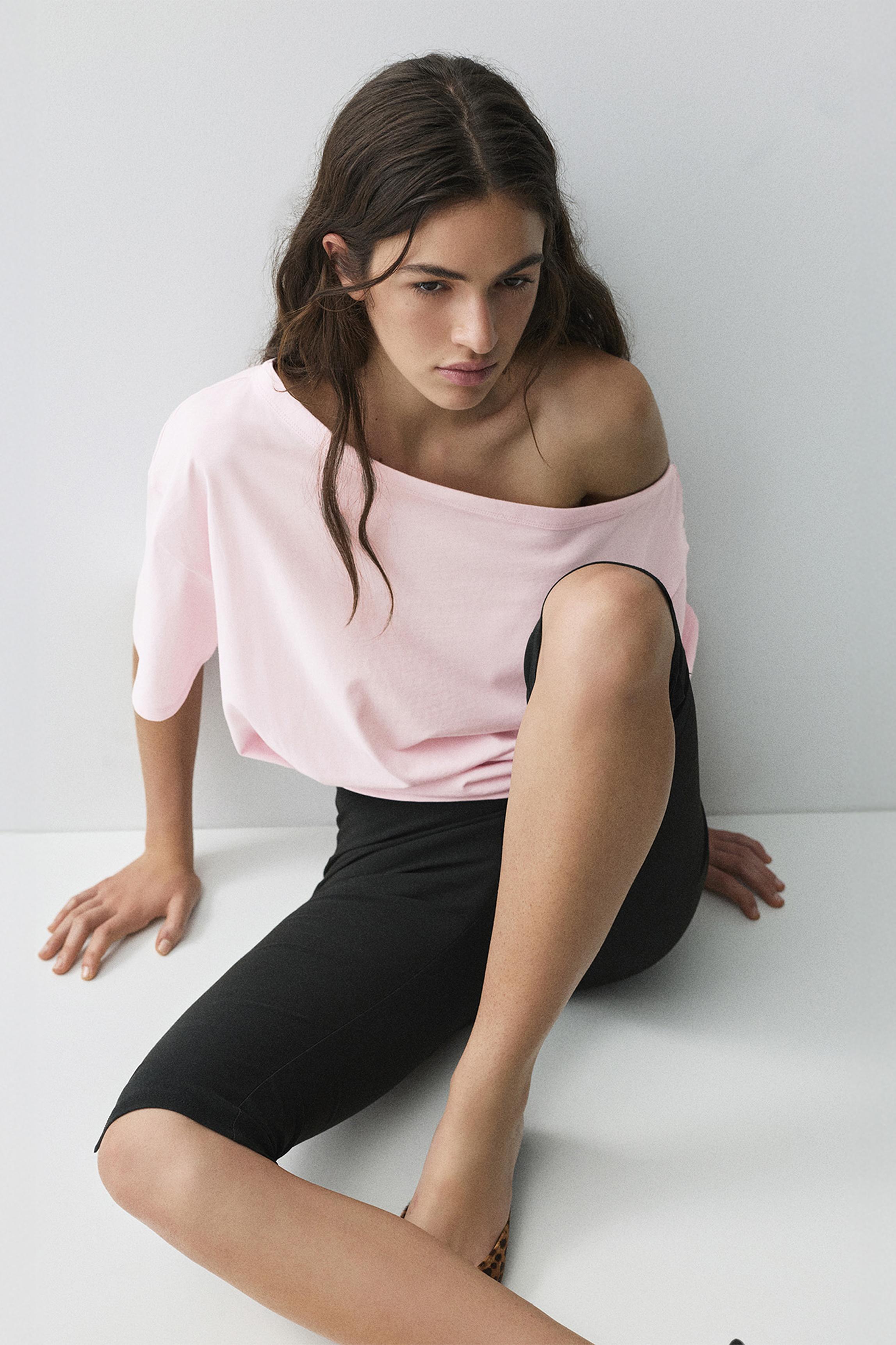 Asymmetric short sleeve T-shirt — Pink