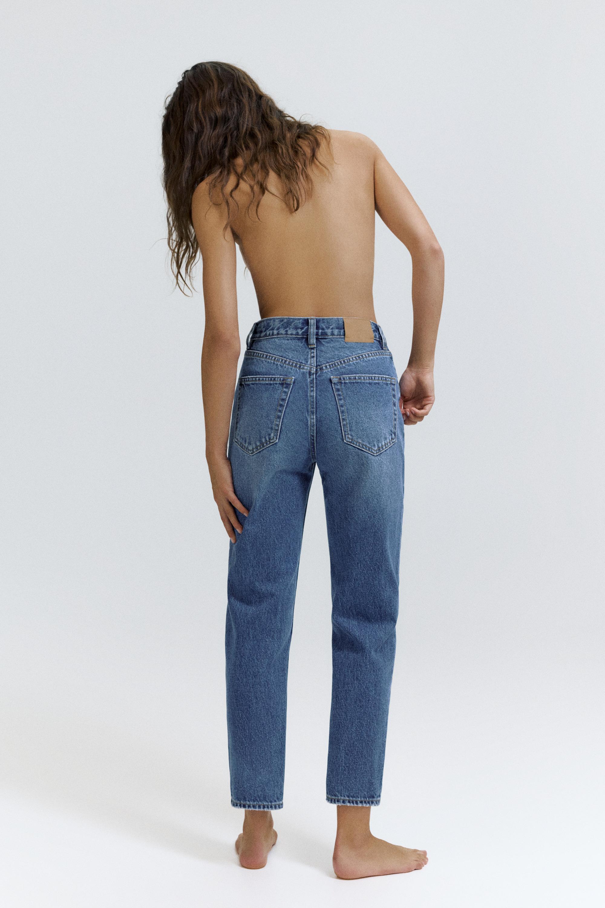 High-waist mom jeans — Dark blue