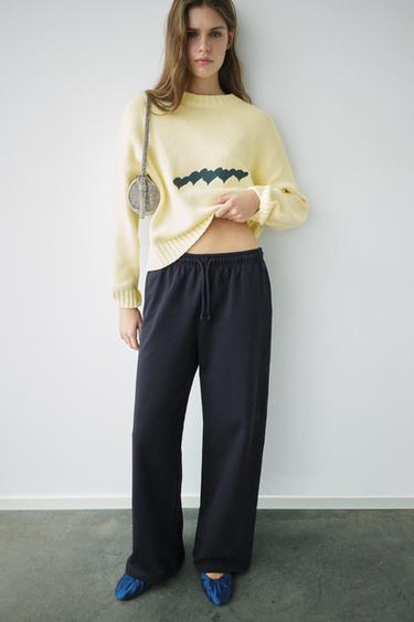 Wide-leg jogger trousers — Navy 1