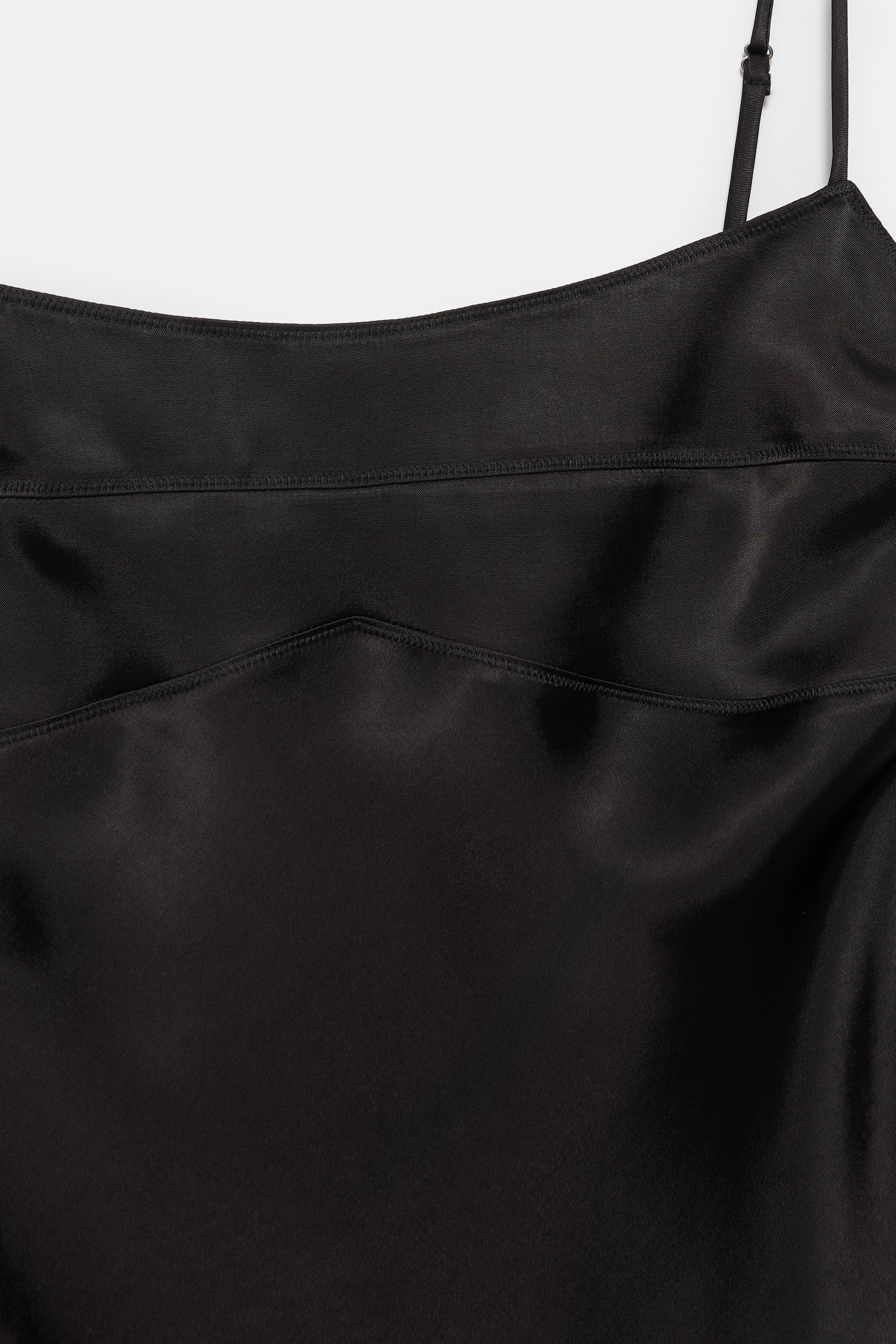 Short satin strappy dress — Black