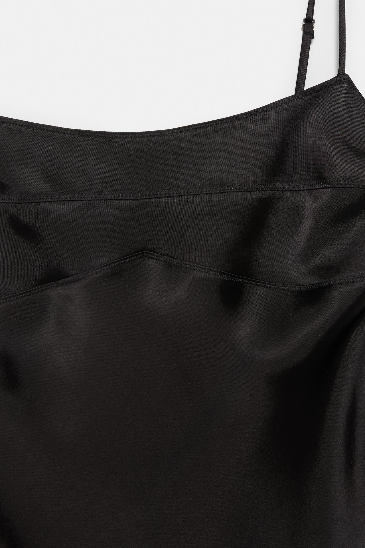 Short satin strappy dress — Black