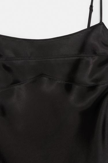 Short satin strappy dress — Black 7