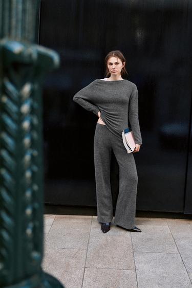 Soft-touch wide-leg trousers — Anthracite grey 1