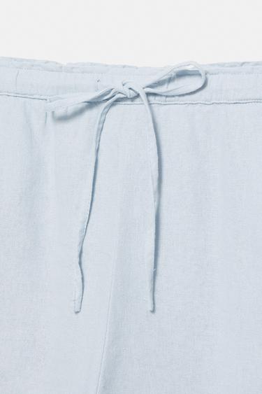 Linen blend shorts — Sky blue 7