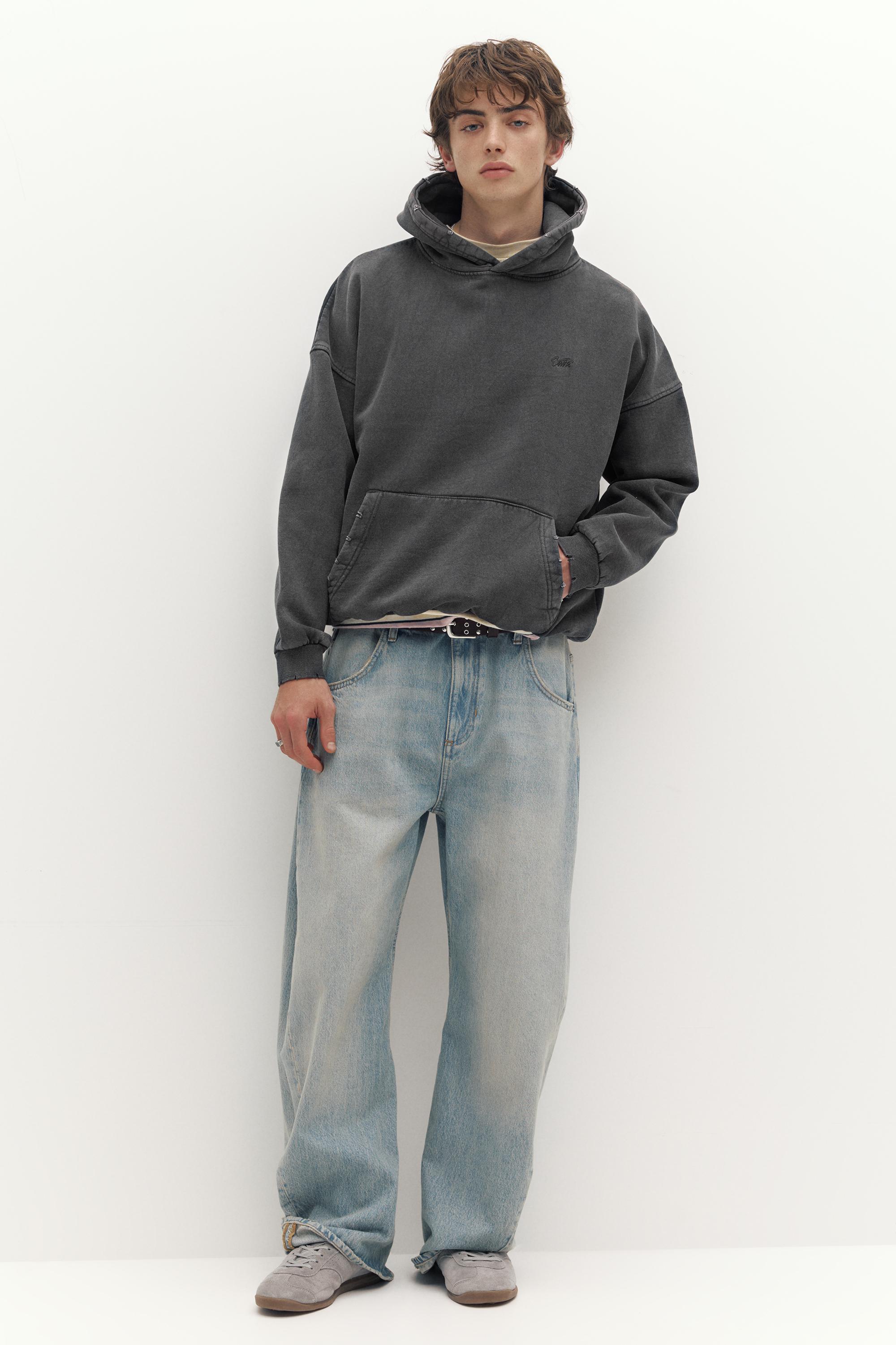 STWD Yıkanmış Kapüşonlu Sweatshirt - Görsel 14