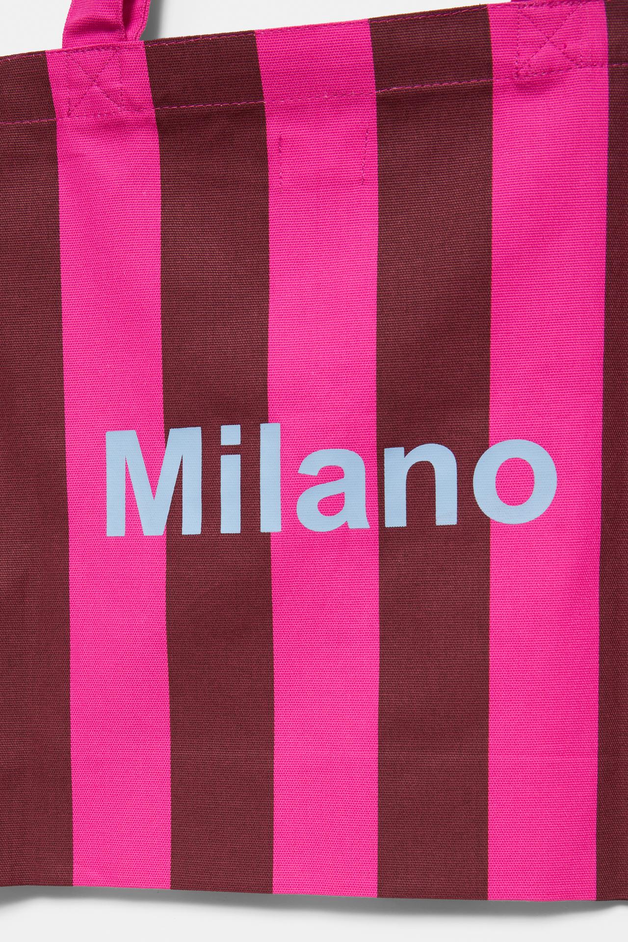 Striped cities tote bag — Fuchsia