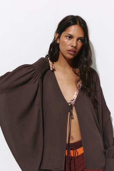 Flowing cape blouse — Chocolate 3