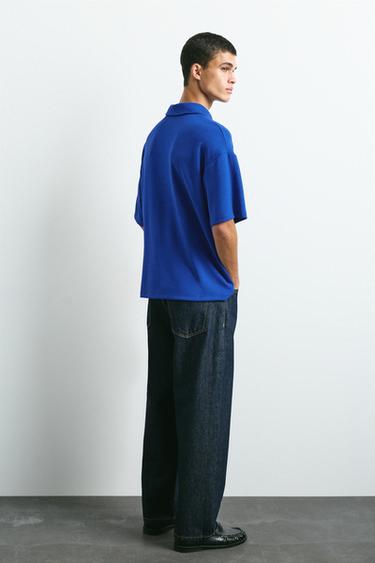 Embroidered zip polo shirt — Blue 2