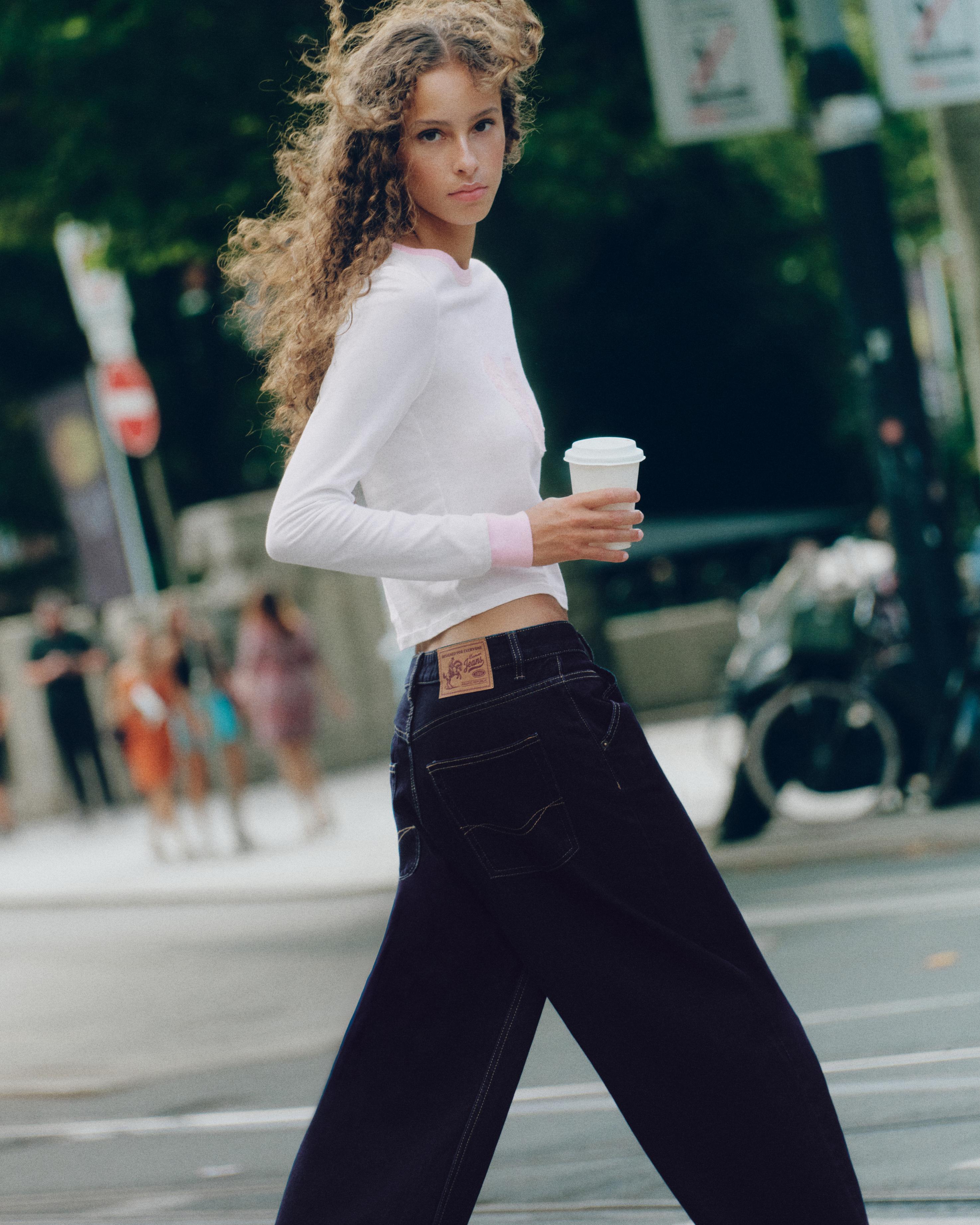 Turn-up hem jeans — Dark navy
