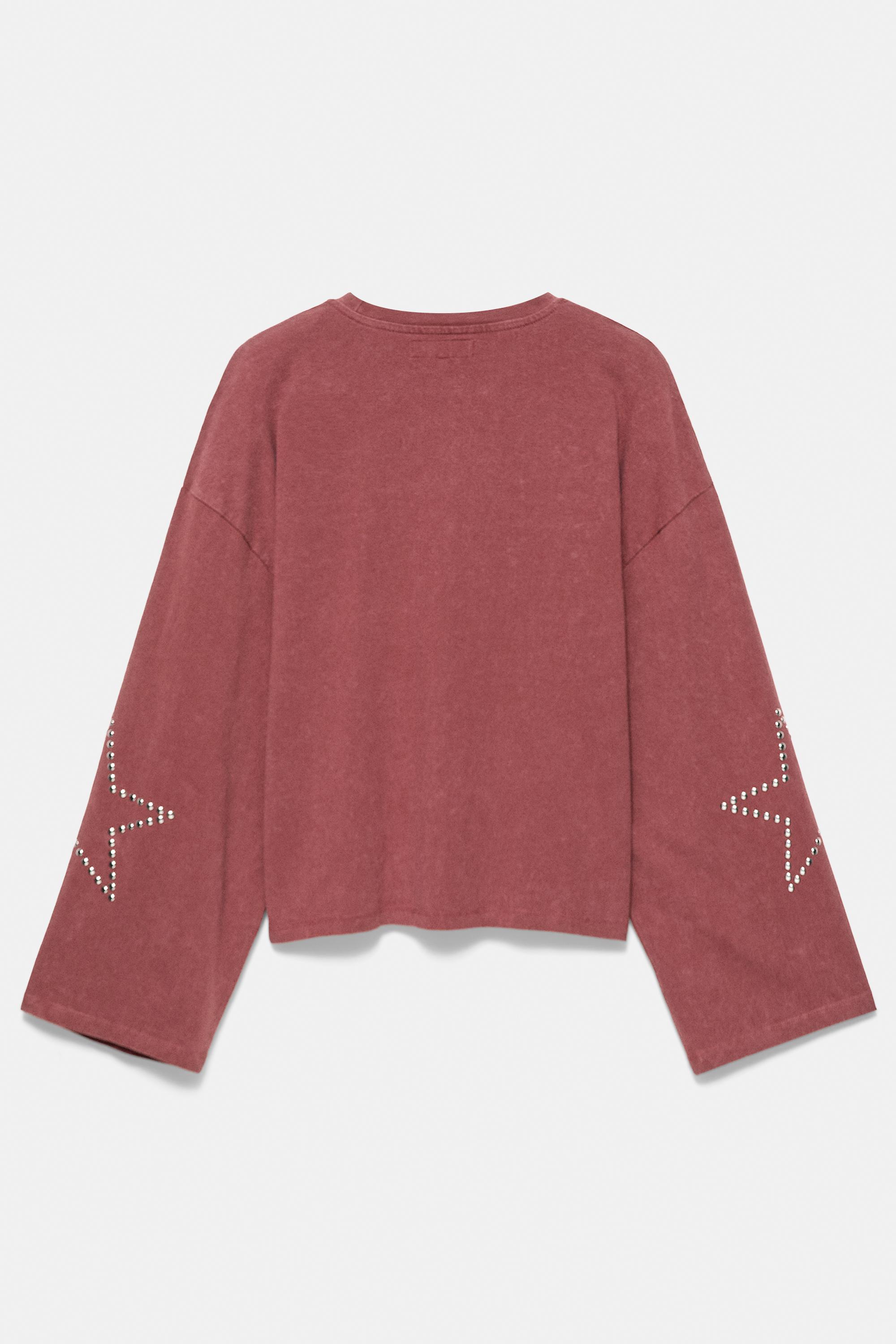 Stud star long sleeve T-shirt — Maroon