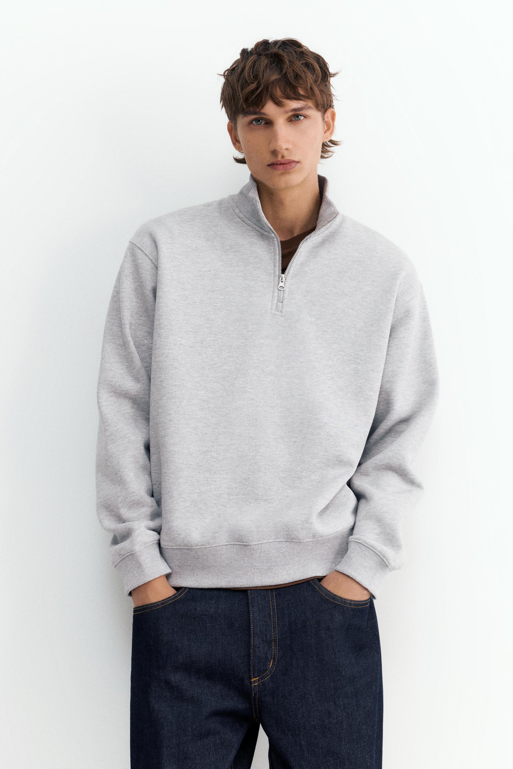 Quarter-zip sweatshirt — Grey marl
