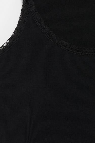Lace-trim tank top — Black 7