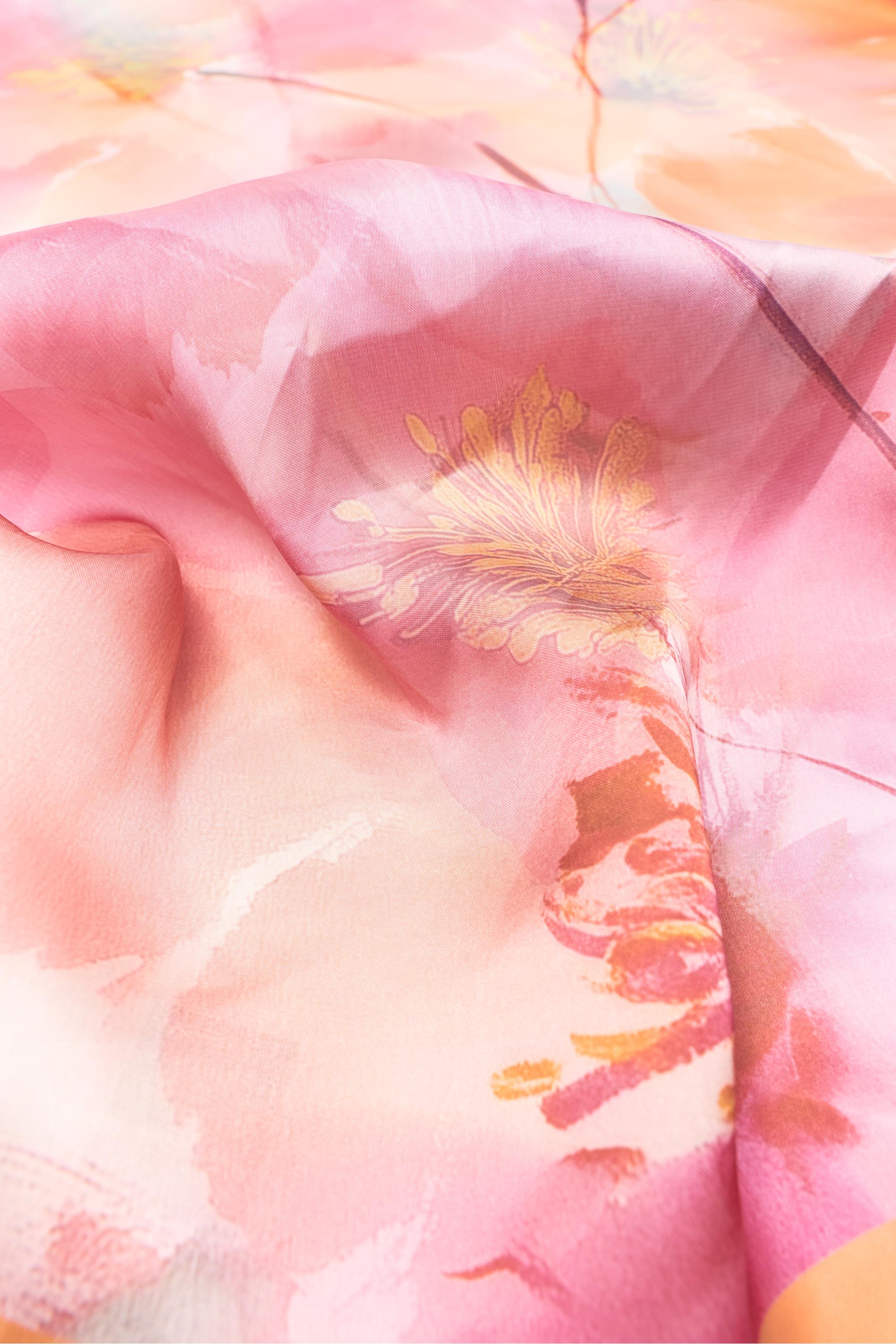 Floral satin scarf — Pink