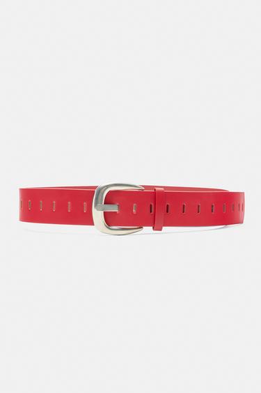 Leather effect belt — Red 1