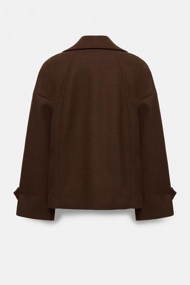 Short felt texture coat — Chocolate 6