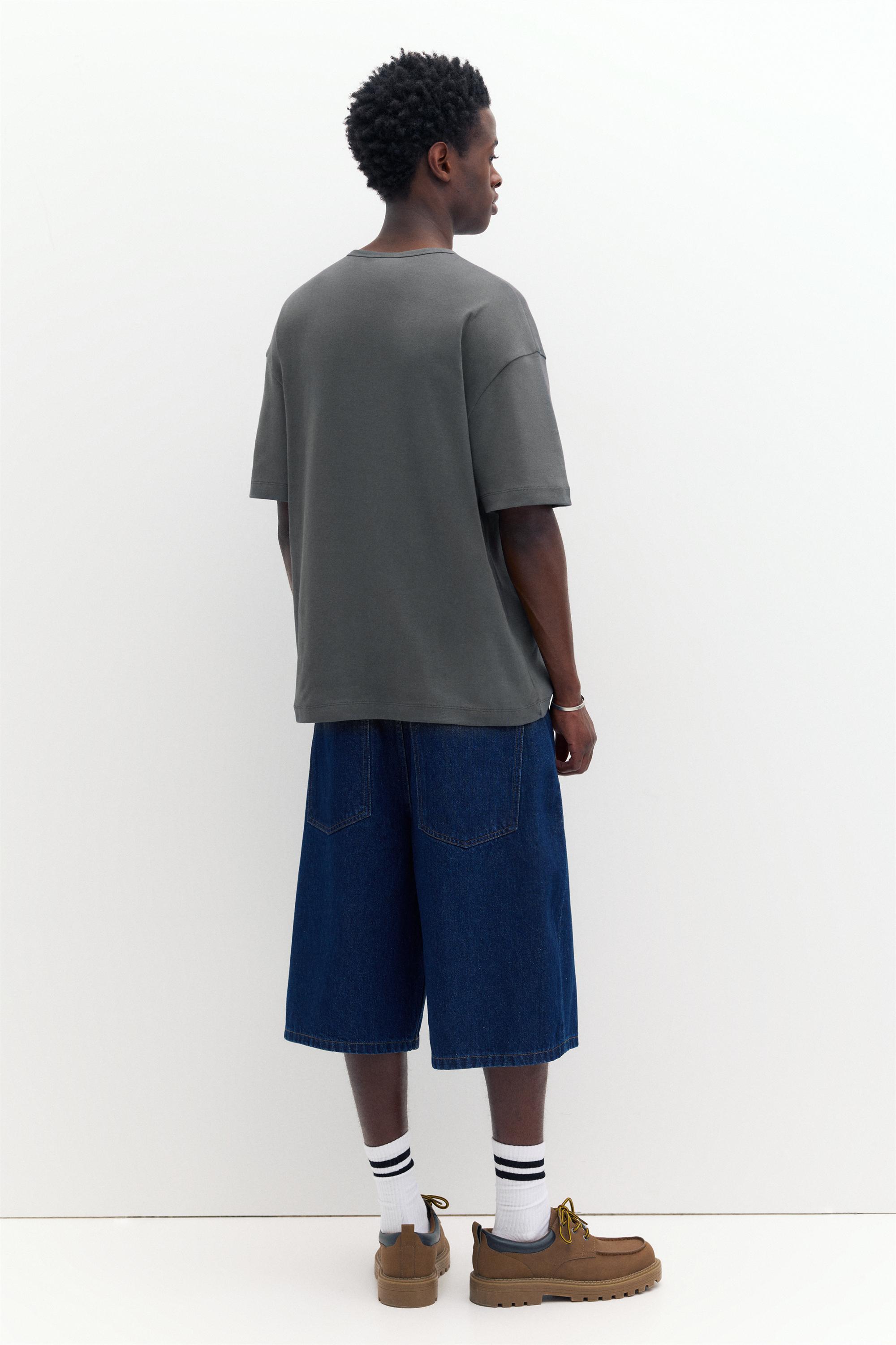 Basic Henley T-shirt — Anthracite grey