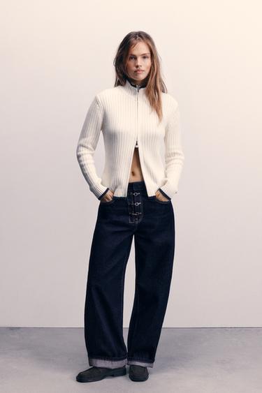 Dickies zip-up cardigan — Ecru 2