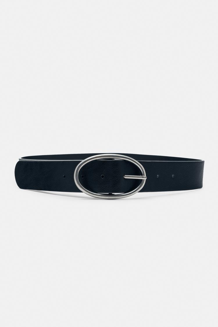 Oval buckle belt — Black