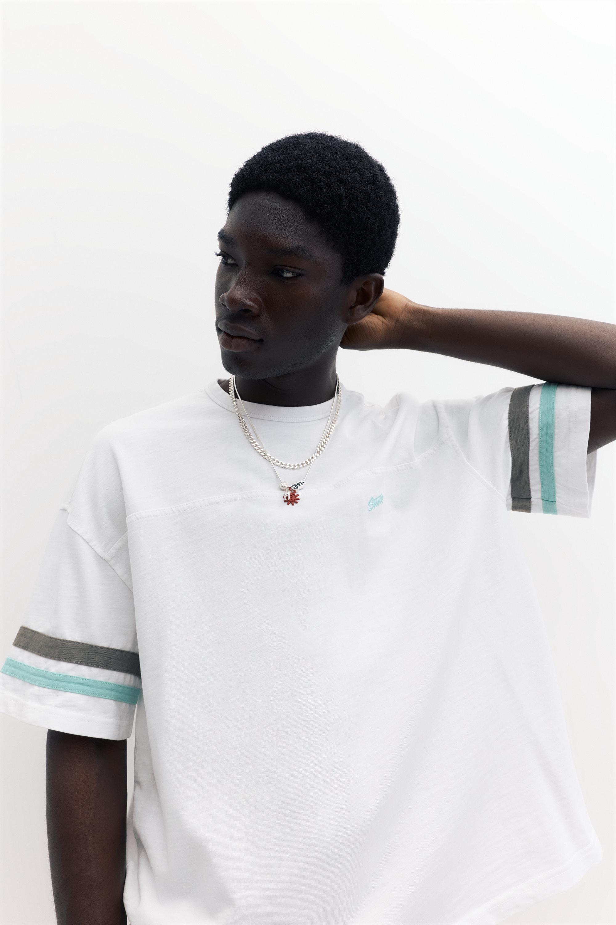 STWD striped T-shirt — Pearl grey