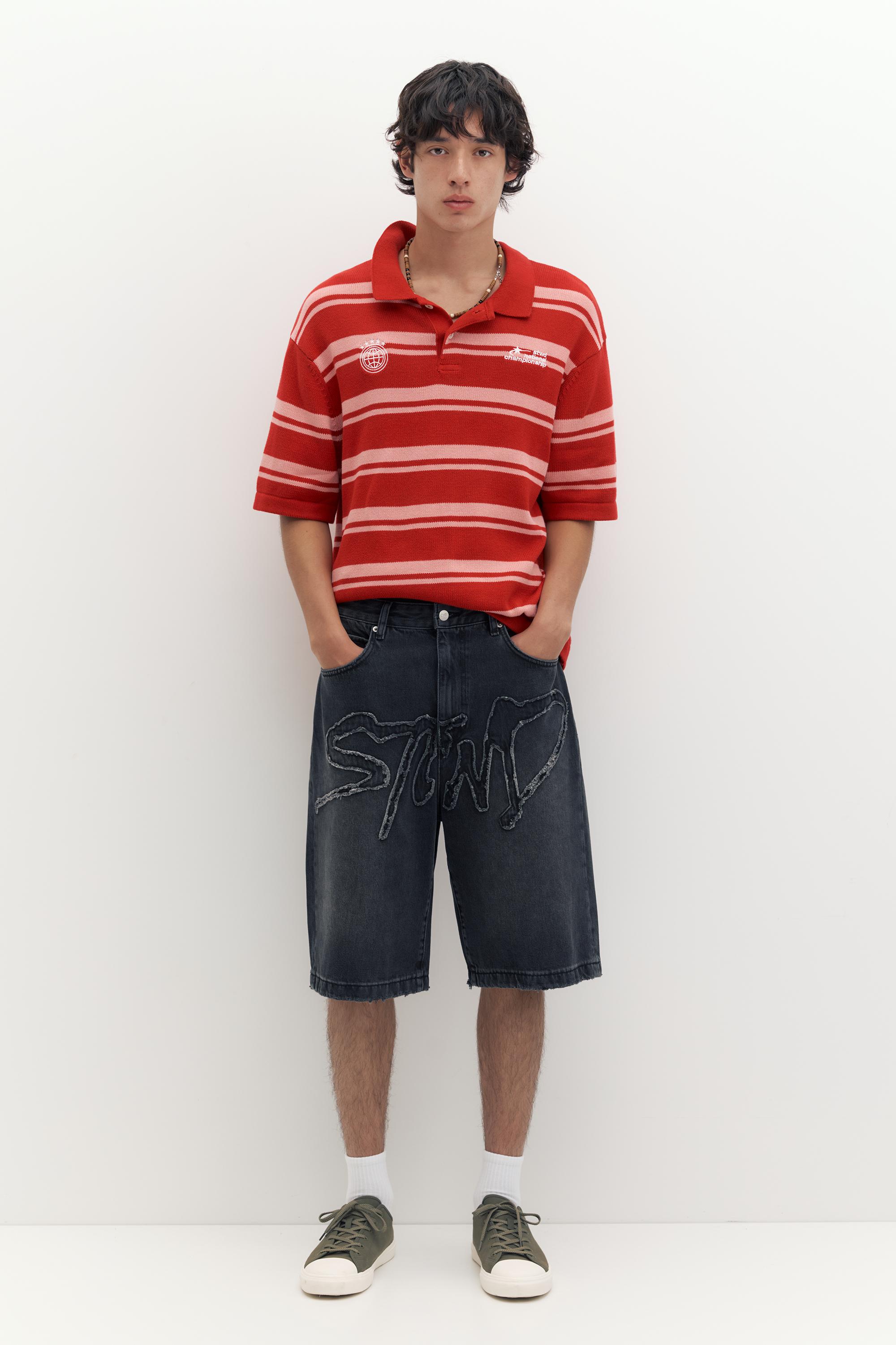 STWD skater denim Bermuda shorts — Faded black
