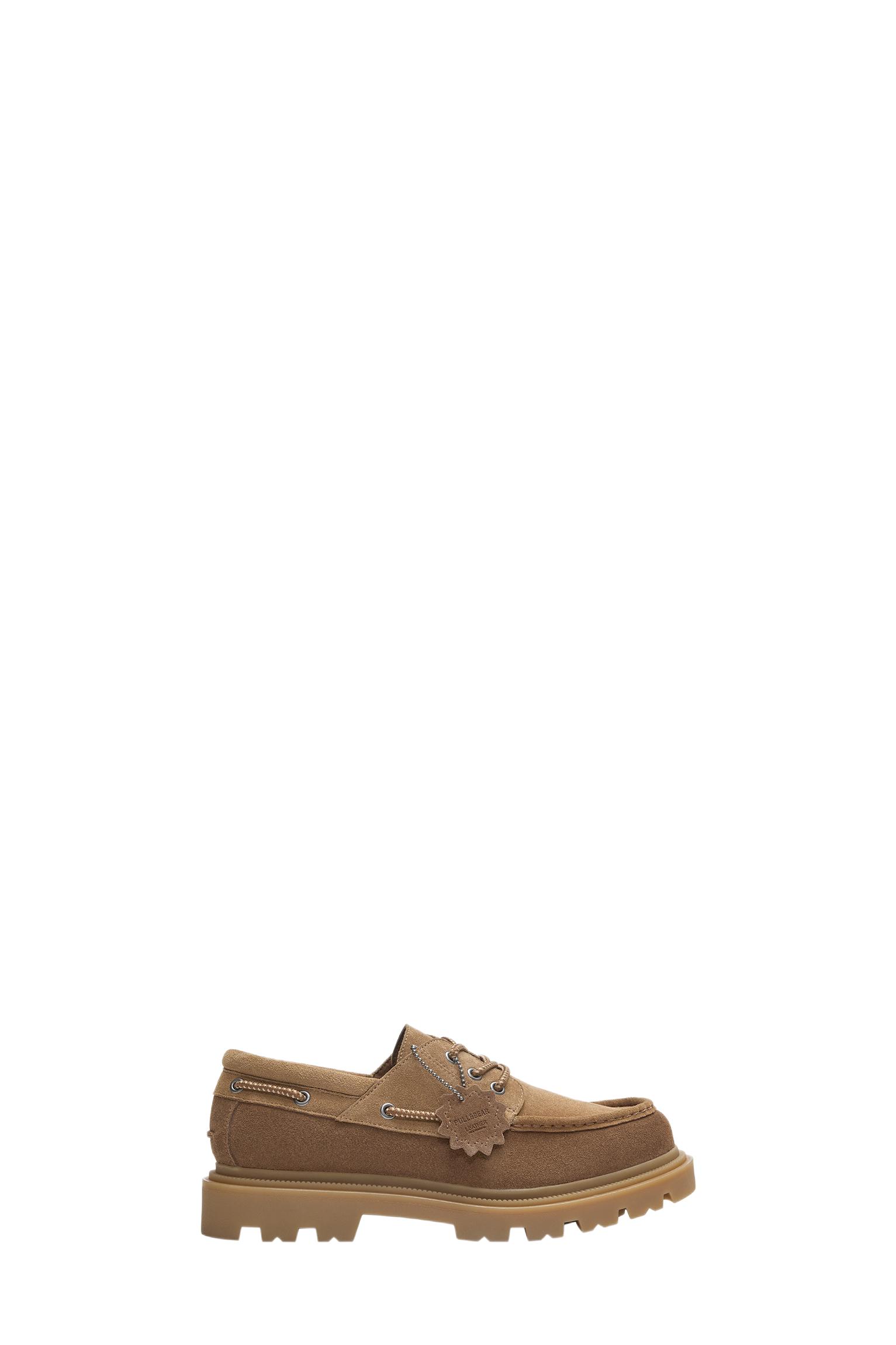 Chunky sole leather boat shoes — Brown